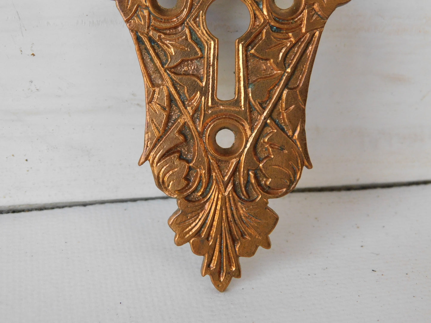 Large Antique Bronze Keyhole Cover, Ornate Key Hole Escutcheon Plate 021506