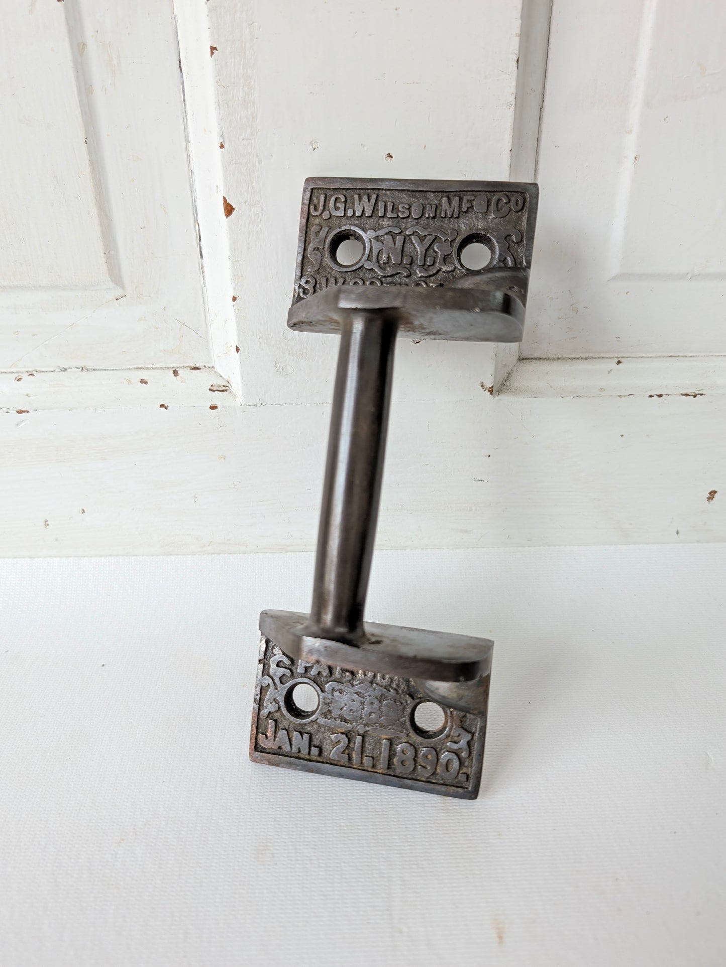 Antique Cast Iron Commercial Door Pull, Patent Stamped 1889
