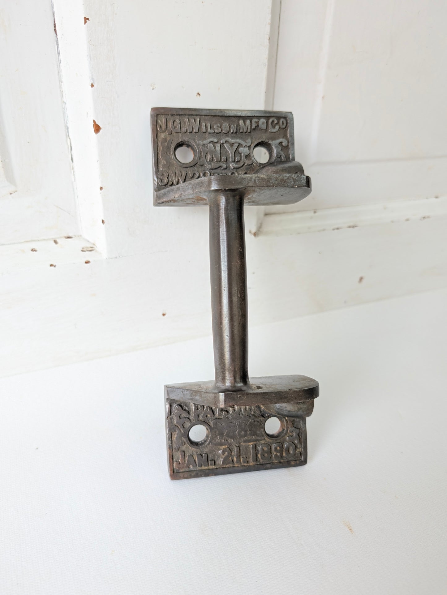 Antique Cast Iron Commercial Door Pull, Patent Stamped 1889