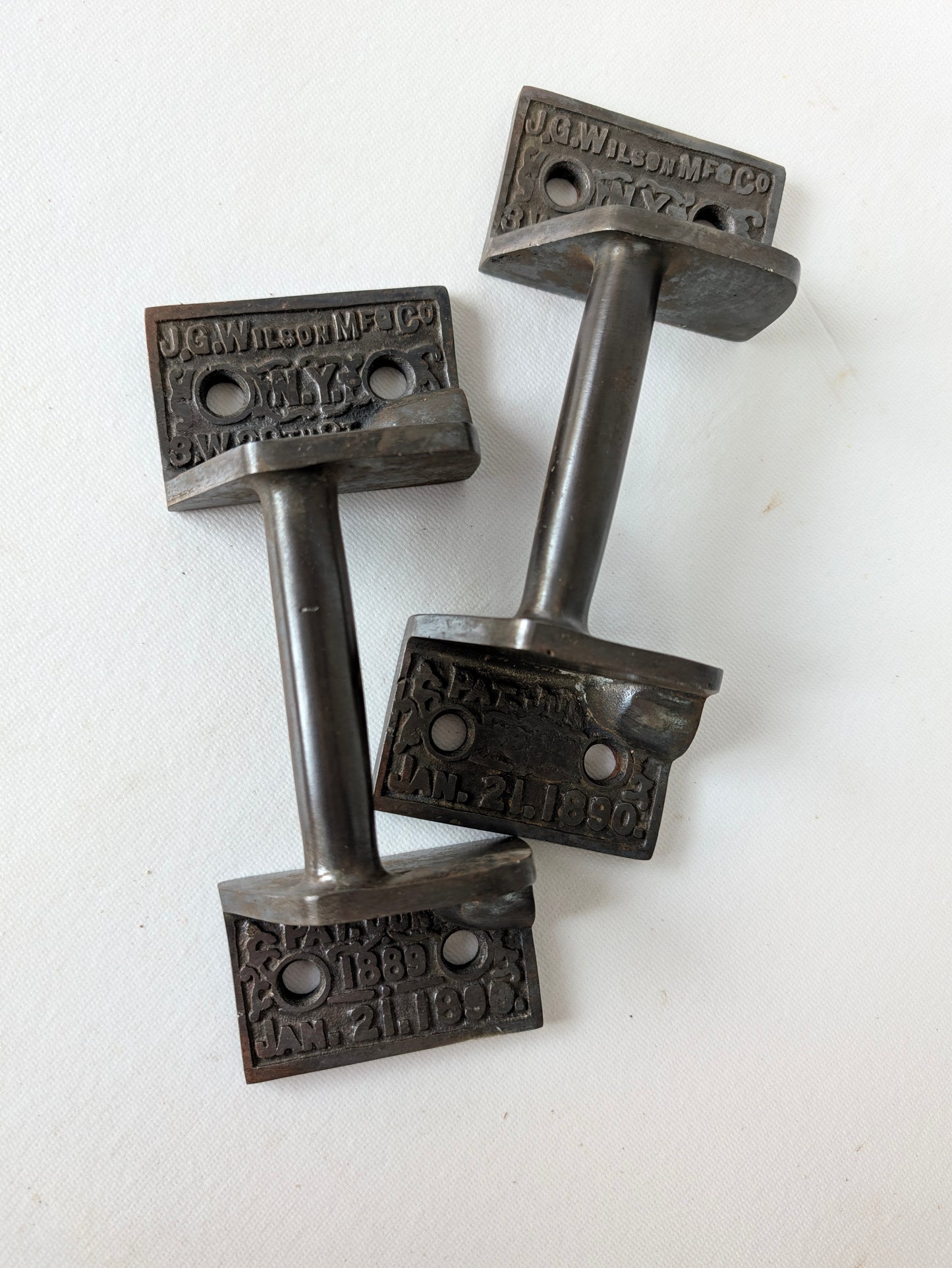 Antique Cast Iron Commercial Door Pull, Patent Stamped 1889