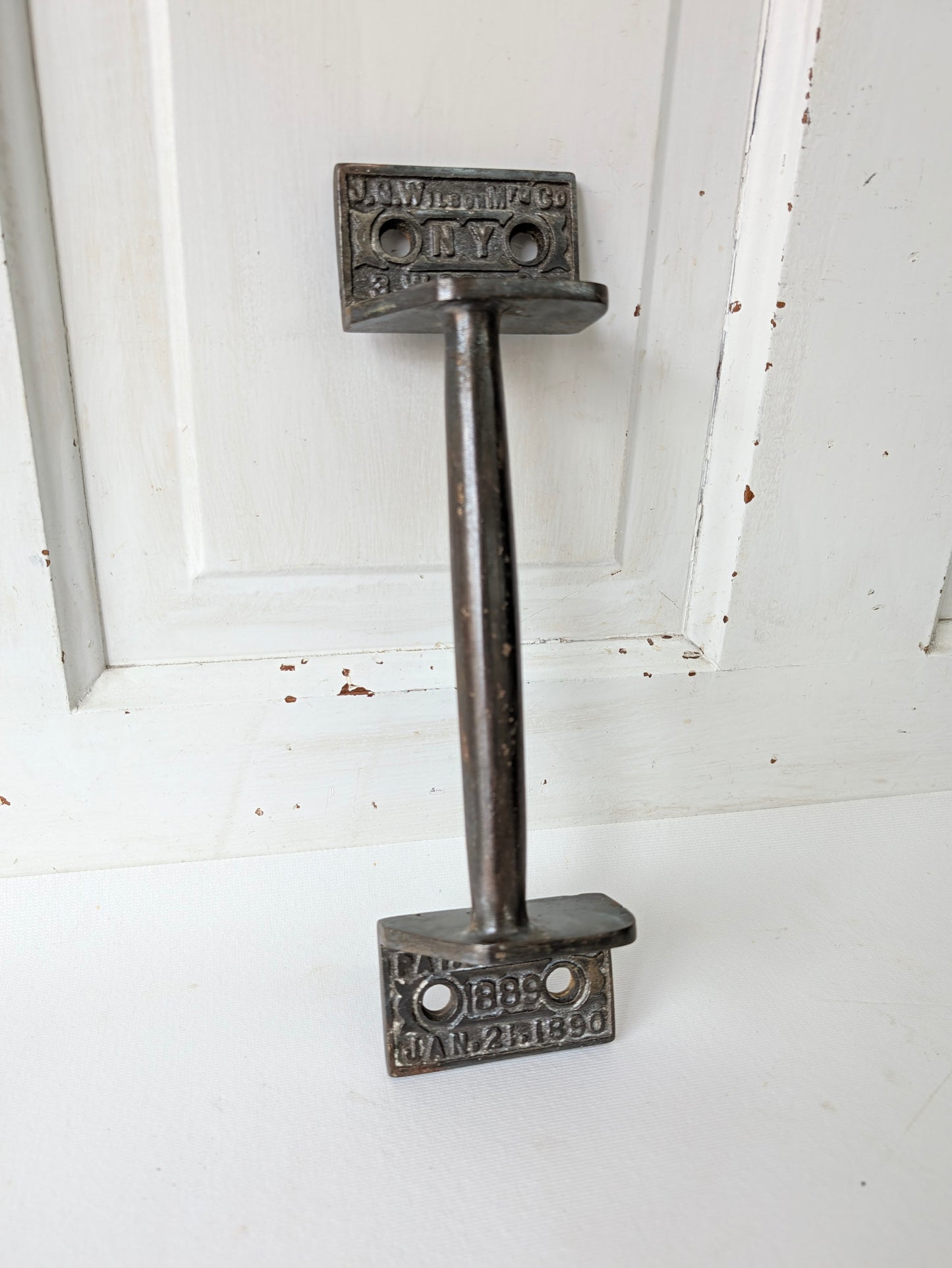 Antique Cast Iron Commercial Door Pull, Patent Stamped 1889