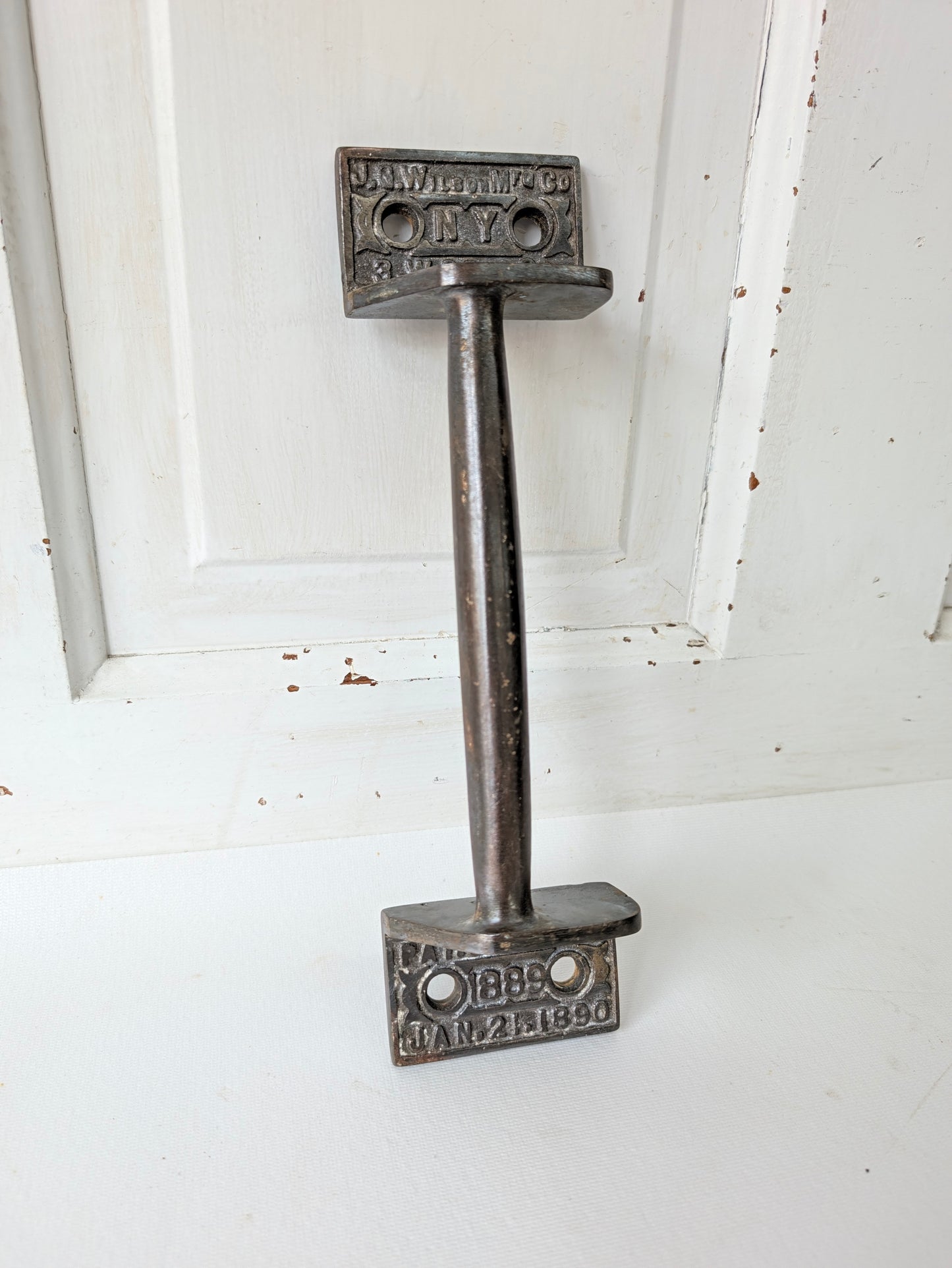 Antique Cast Iron Commercial Door Pull, Patent Stamped 1889