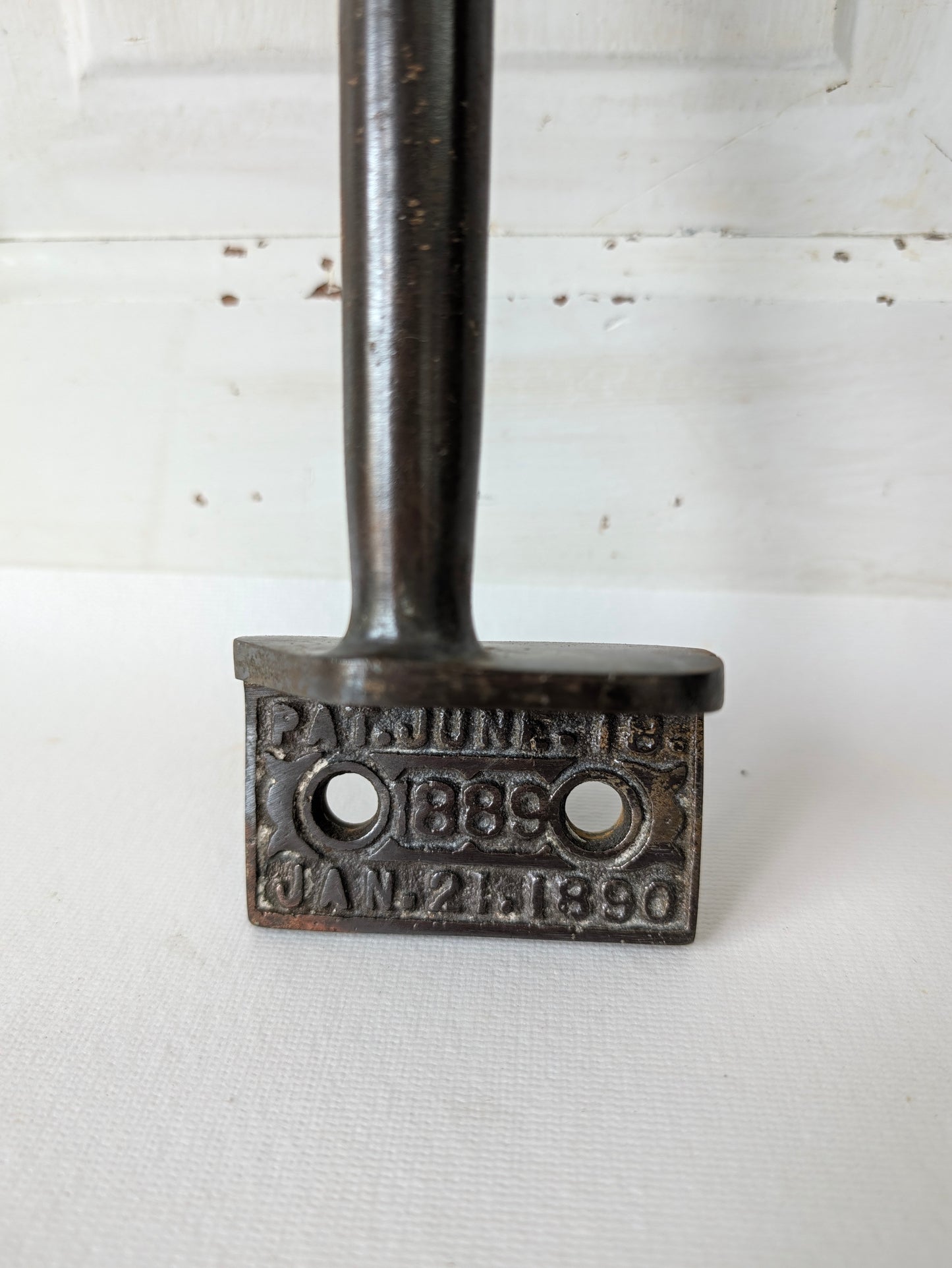 Antique Cast Iron Commercial Door Pull, Patent Stamped 1889