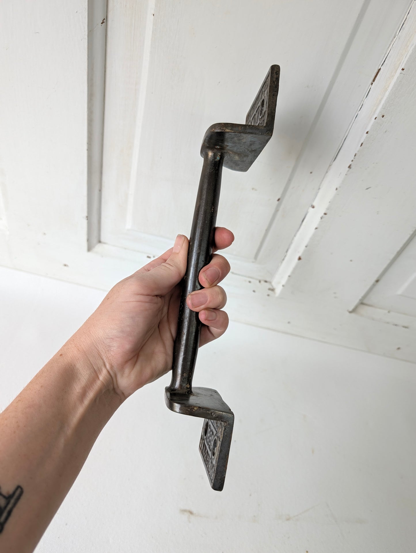 Antique Cast Iron Commercial Door Pull, Patent Stamped 1889