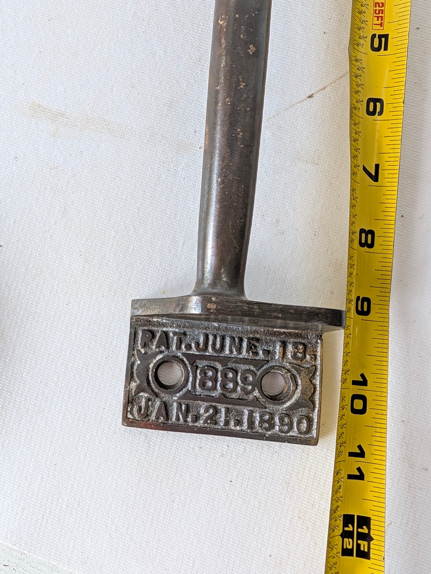 Antique Cast Iron Commercial Door Pull, Patent Stamped 1889