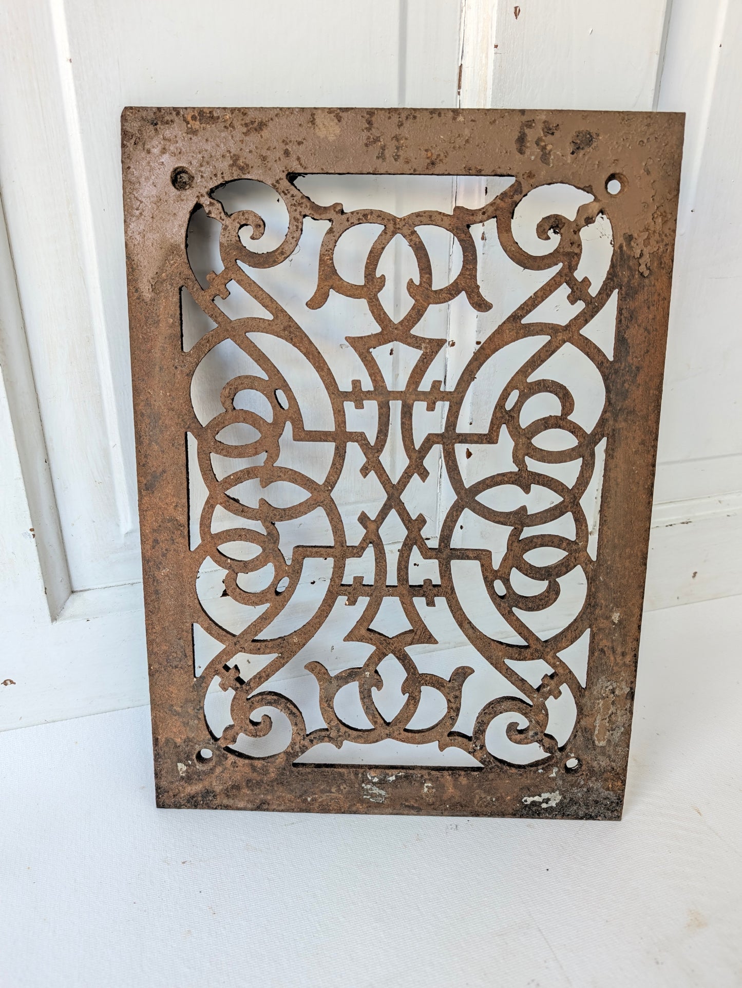 10 x 14" Fancy Pattern Antique Vent Cover, Cast Iron Ornate Heat Grate