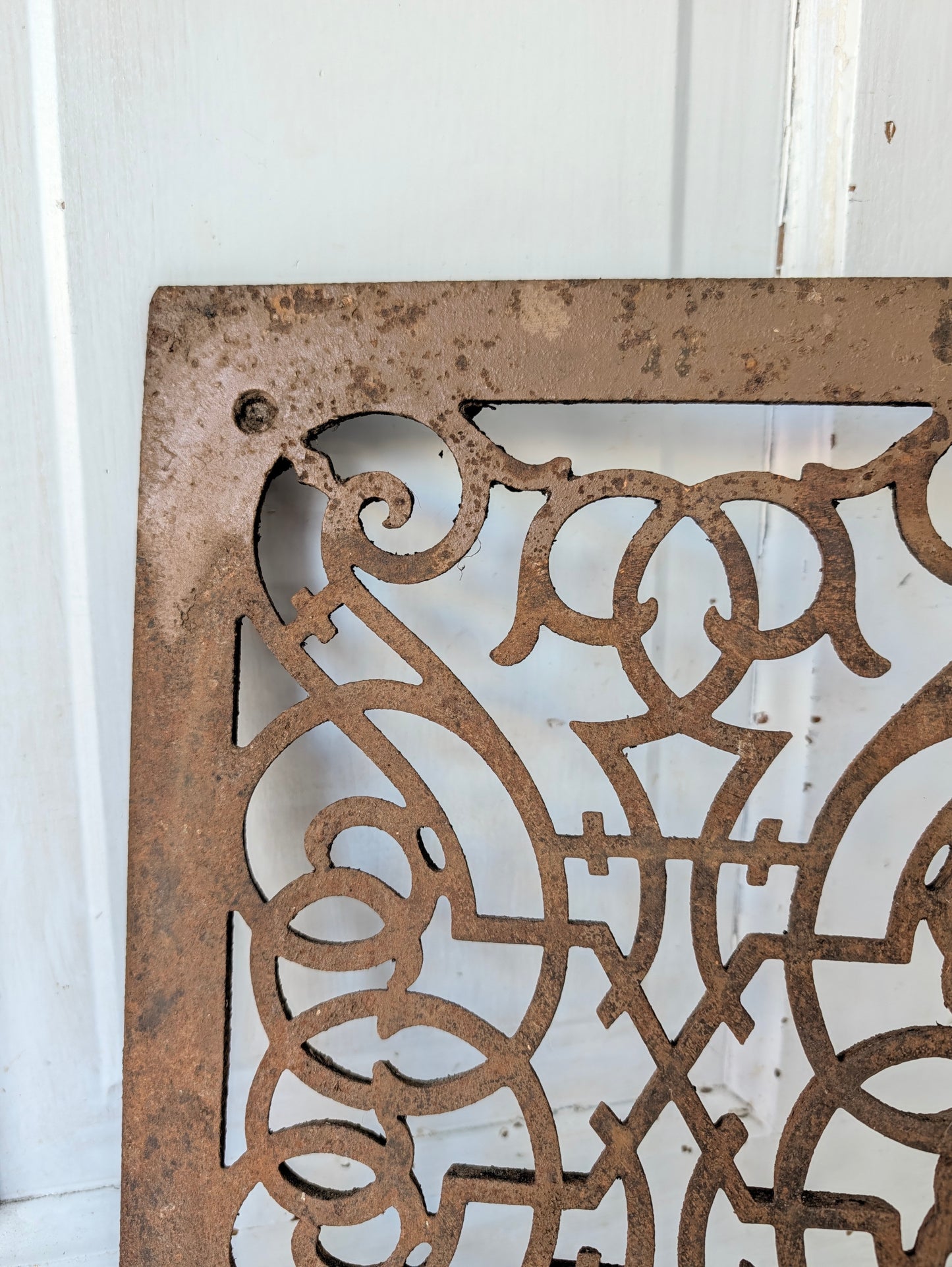 10 x 14" Fancy Pattern Antique Vent Cover, Cast Iron Ornate Heat Grate