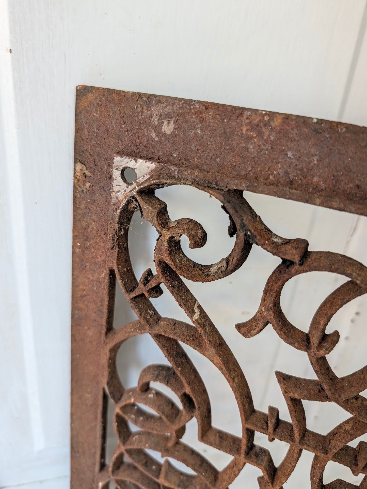 10 x 14" Fancy Pattern Antique Vent Cover, Cast Iron Ornate Heat Grate