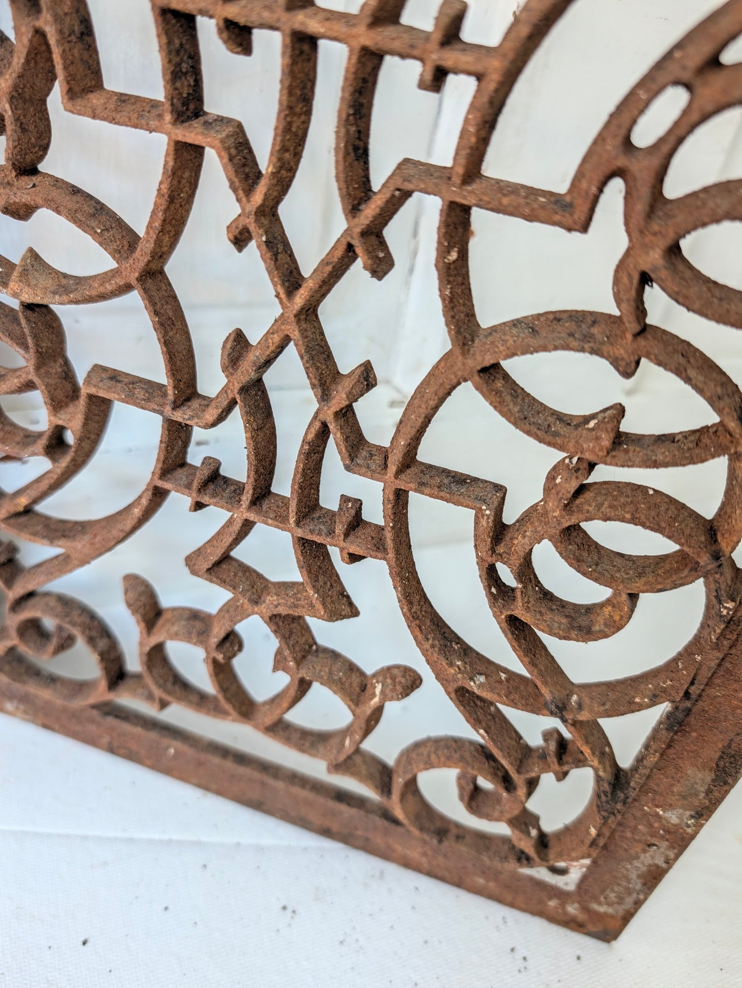 10 x 14" Fancy Pattern Antique Vent Cover, Cast Iron Ornate Heat Grate