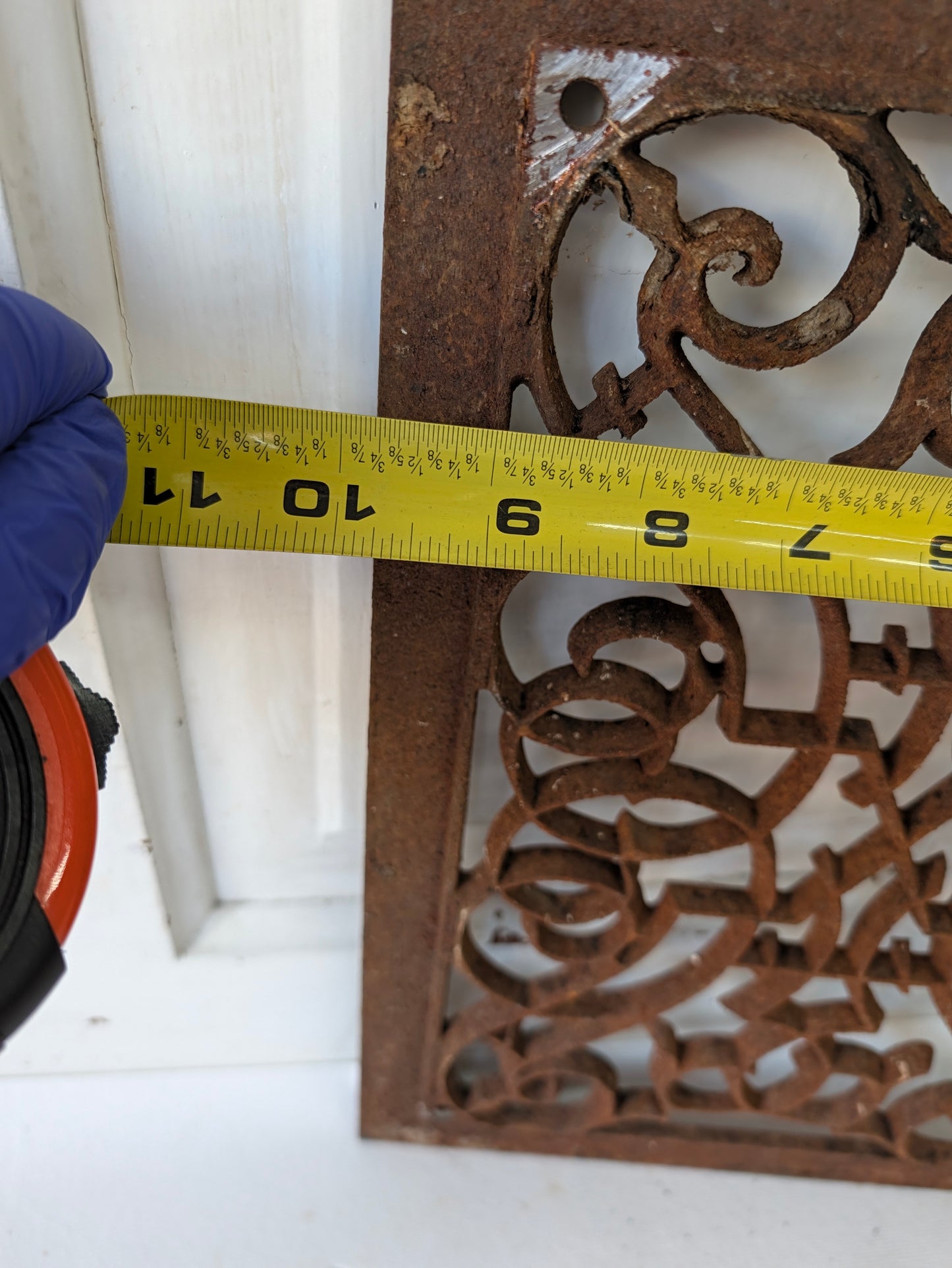 10 x 14" Fancy Pattern Antique Vent Cover, Cast Iron Ornate Heat Grate