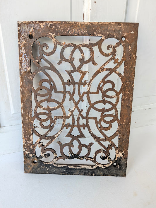 10 x 14 Scroll Design Vent Cover, Vintage Cast Iron Register