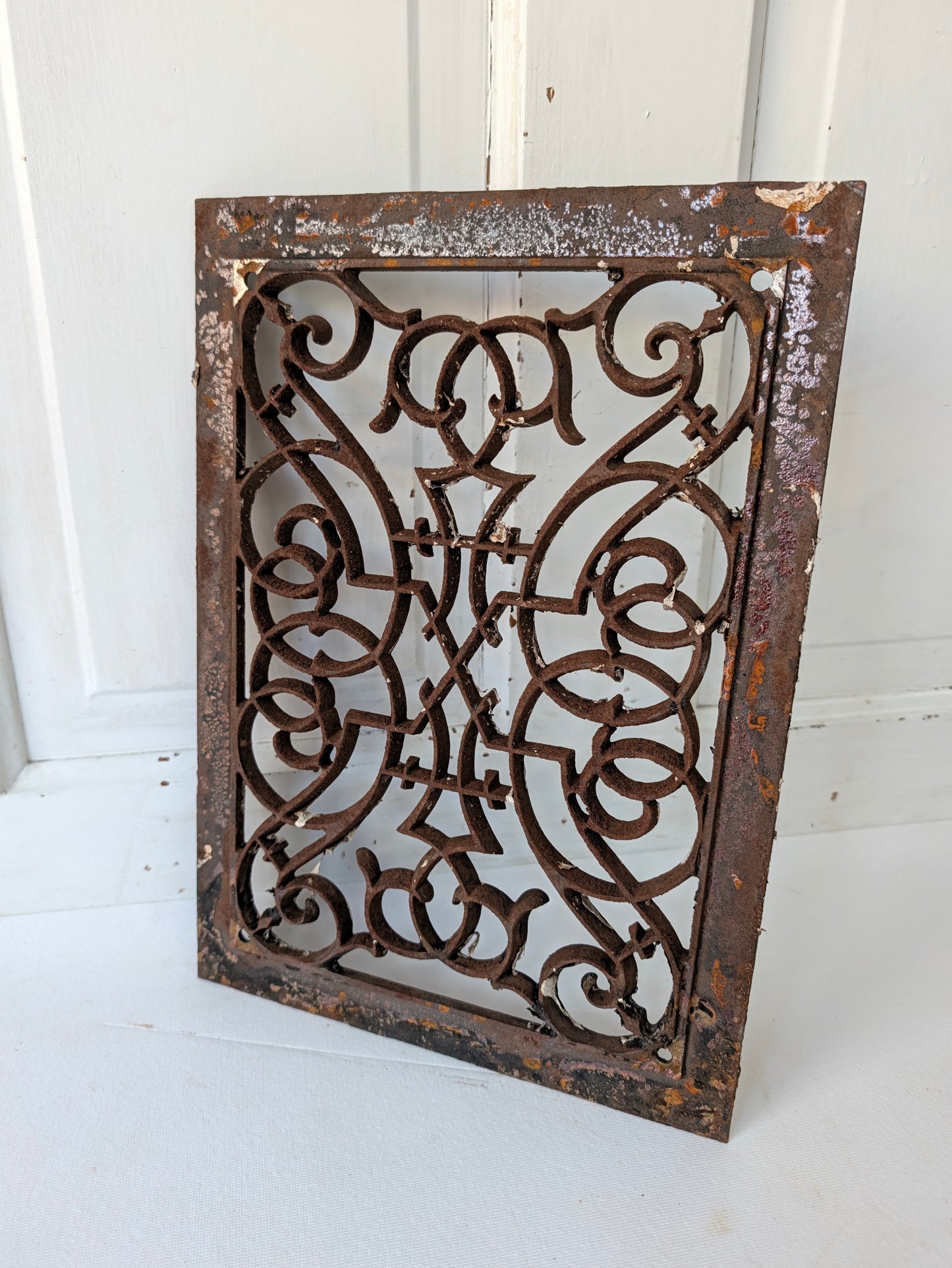10 x 14 Scroll Design Vent Cover, Vintage Cast Iron Register