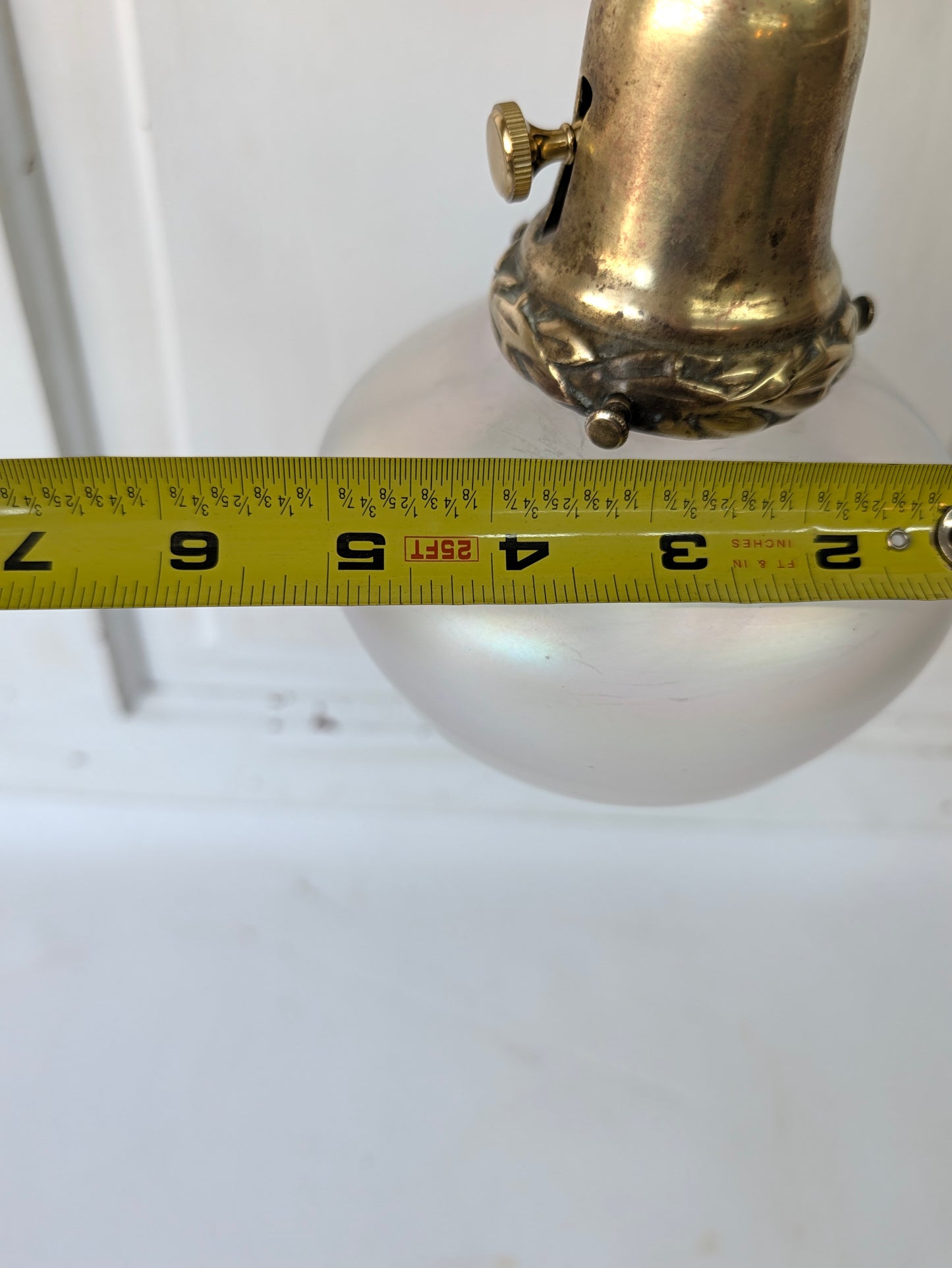 Antique Brass Sconce with Glass Shade, Wall Light and Irridescent Shade