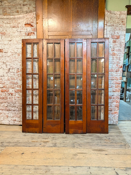 Vintage 72" Bi Fold French Glass Doors, Set of Reclaimed Wood and Glass Bi Folding Double Doors