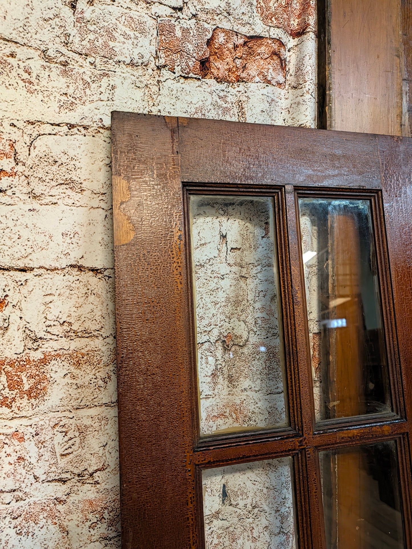 Vintage 72" Bi Fold French Glass Doors, Set of Reclaimed Wood and Glass Bi Folding Double Doors