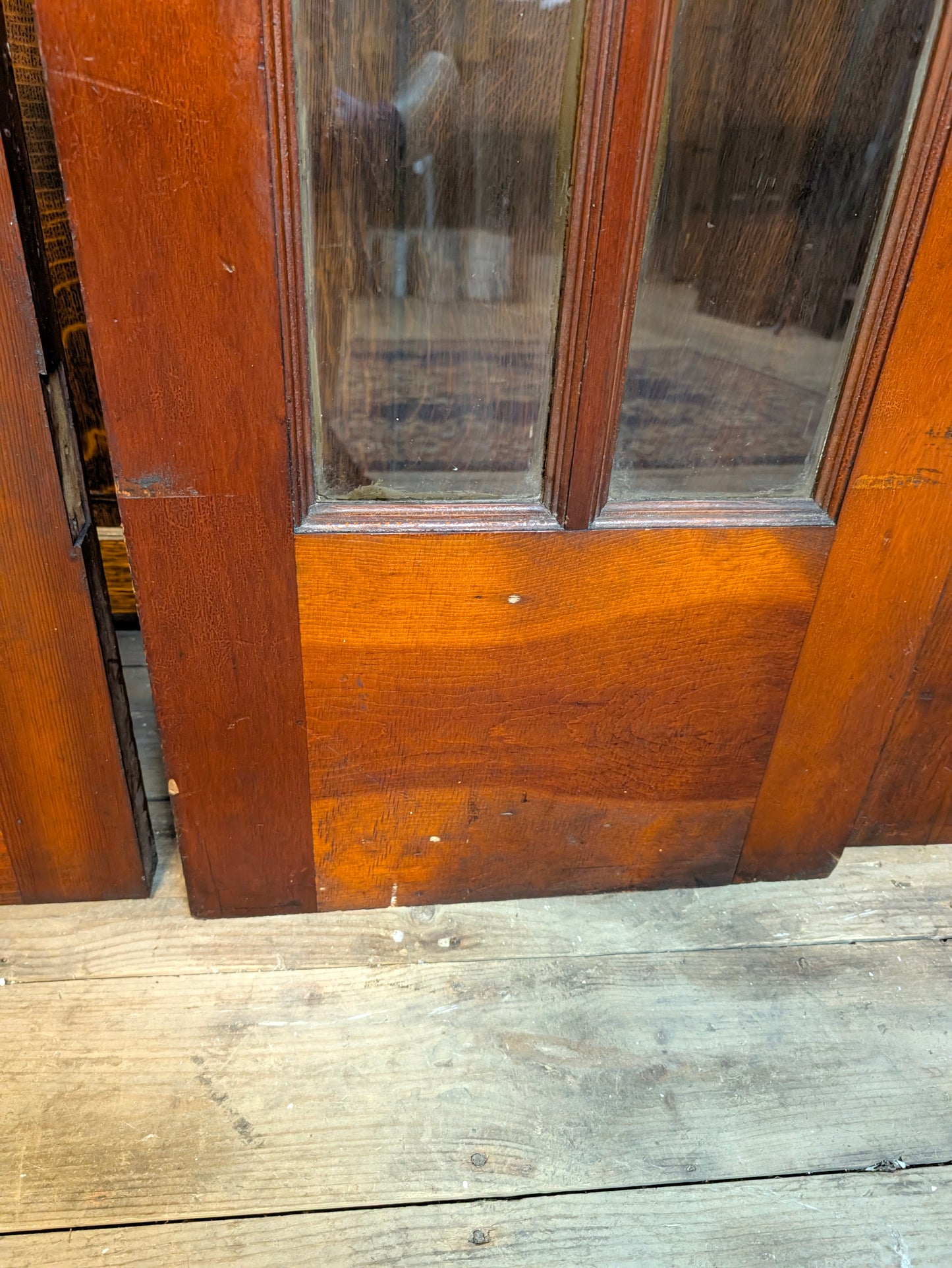 Vintage 72" Bi Fold French Glass Doors, Set of Reclaimed Wood and Glass Bi Folding Double Doors