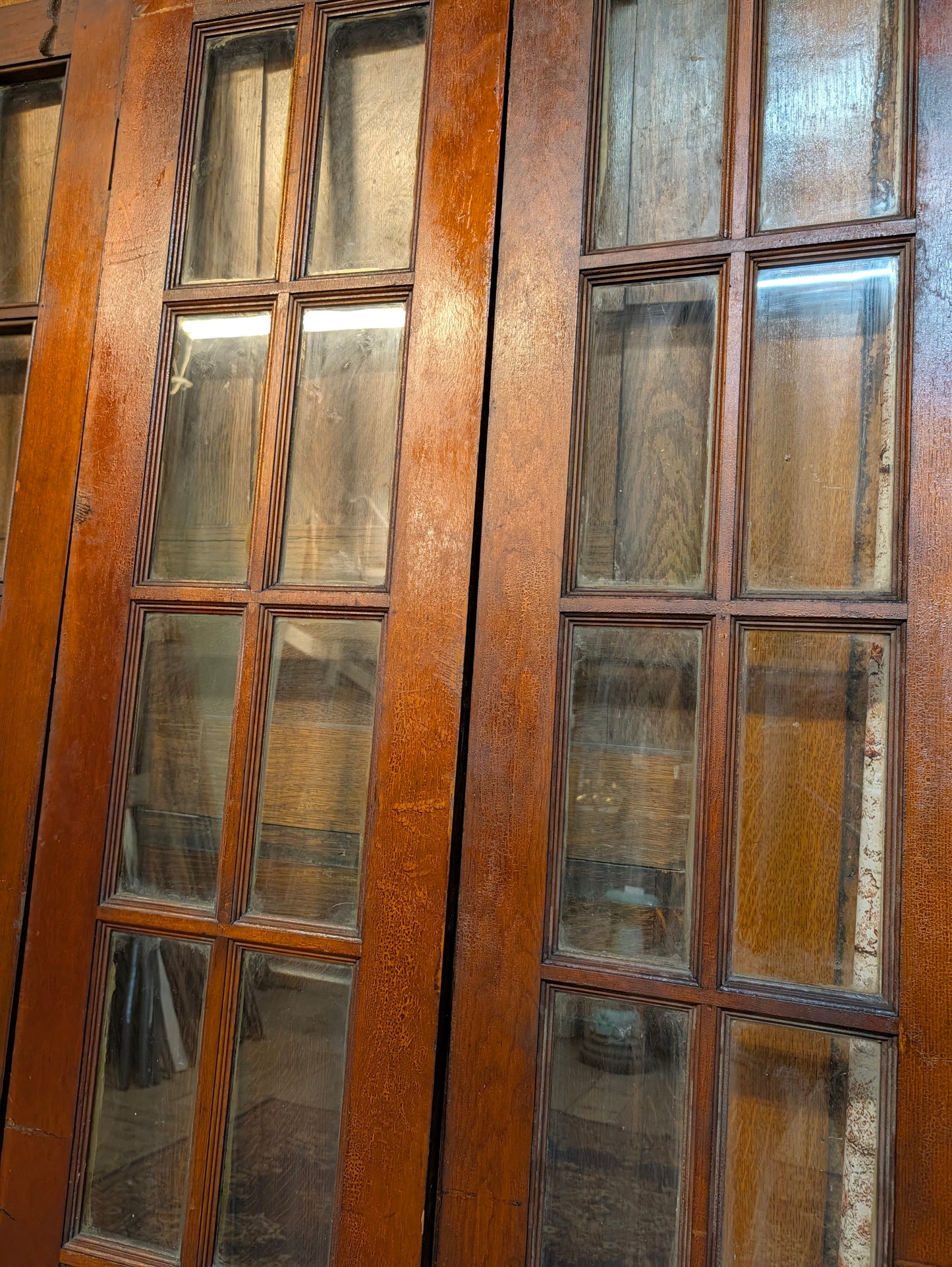 Vintage 72" Bi Fold French Glass Doors, Set of Reclaimed Wood and Glass Bi Folding Double Doors