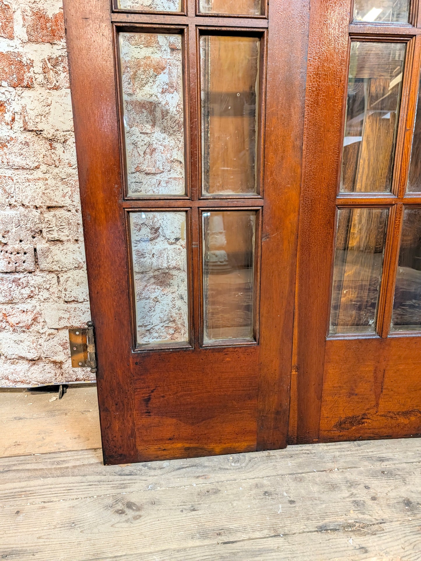 Vintage 72" Bi Fold French Glass Doors, Set of Reclaimed Wood and Glass Bi Folding Double Doors