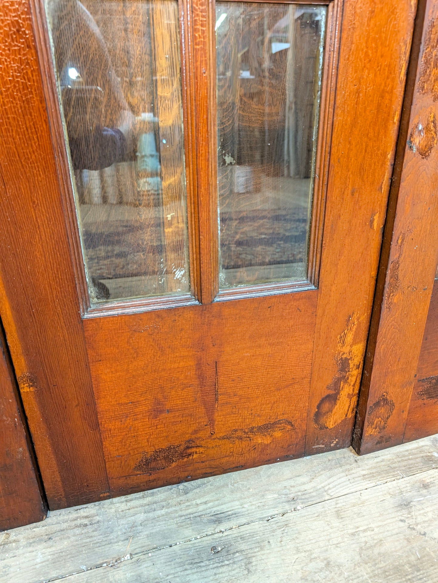 Vintage 72" Bi Fold French Glass Doors, Set of Reclaimed Wood and Glass Bi Folding Double Doors