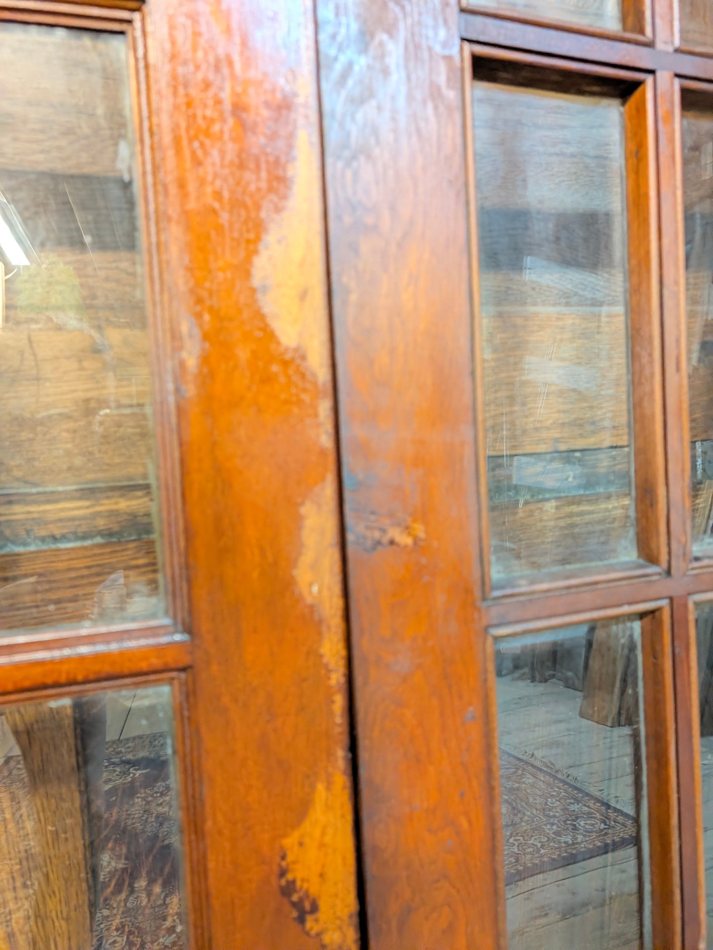 Vintage 72" Bi Fold French Glass Doors, Set of Reclaimed Wood and Glass Bi Folding Double Doors