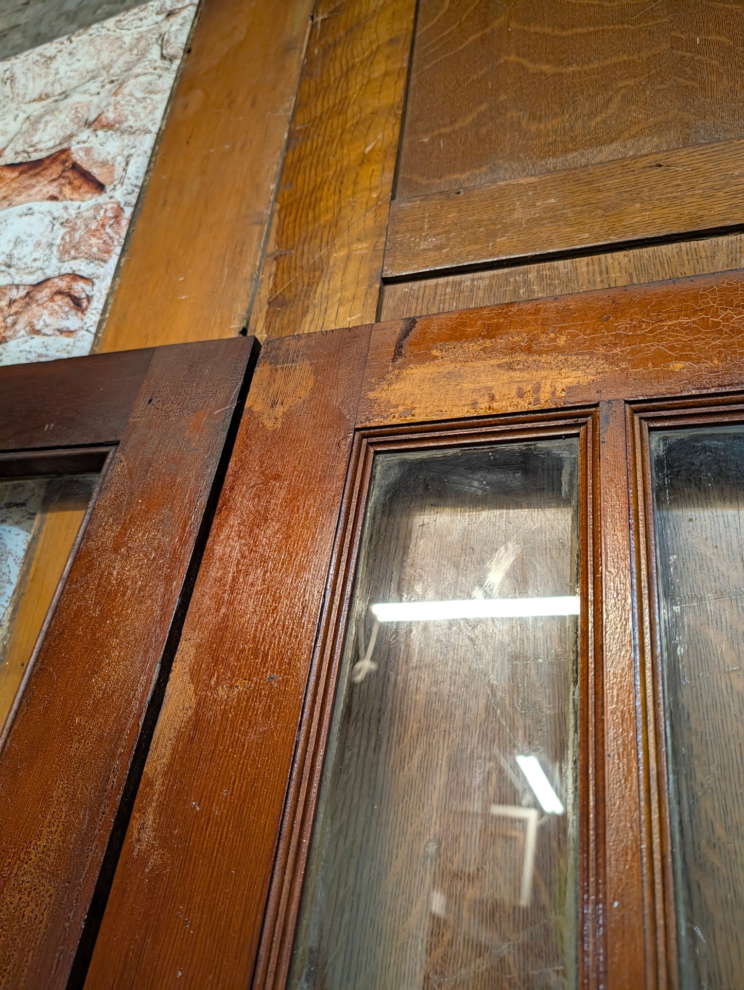 Vintage 72" Bi Fold French Glass Doors, Set of Reclaimed Wood and Glass Bi Folding Double Doors