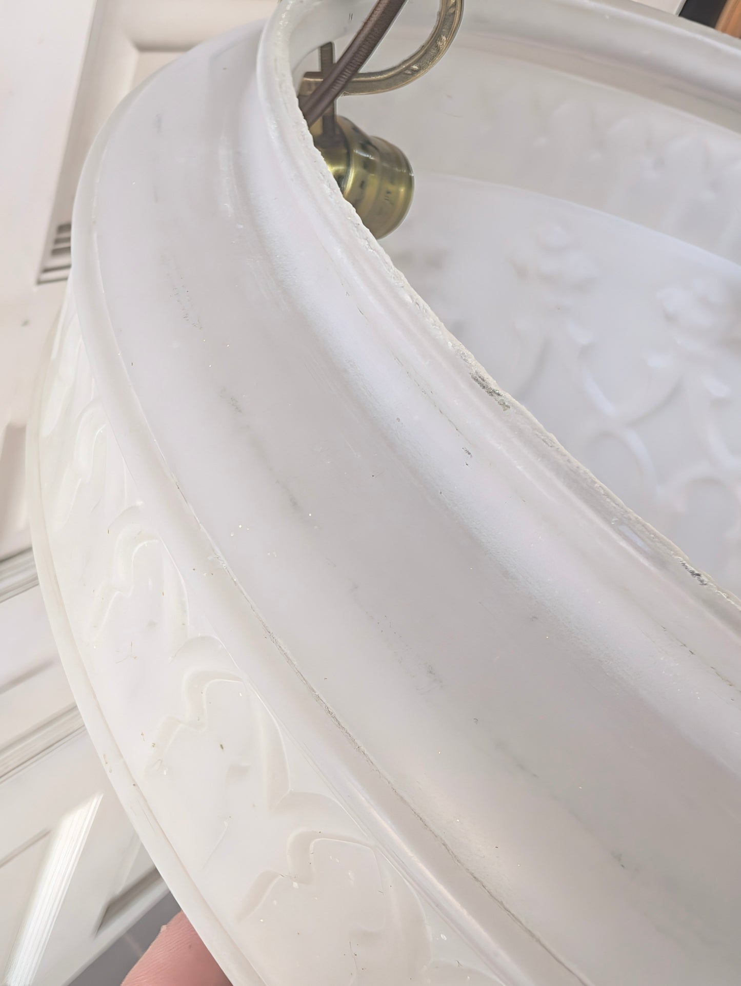Antique Inverted Dome Chandelier: Molded Glass Shade, Neoclassical Light