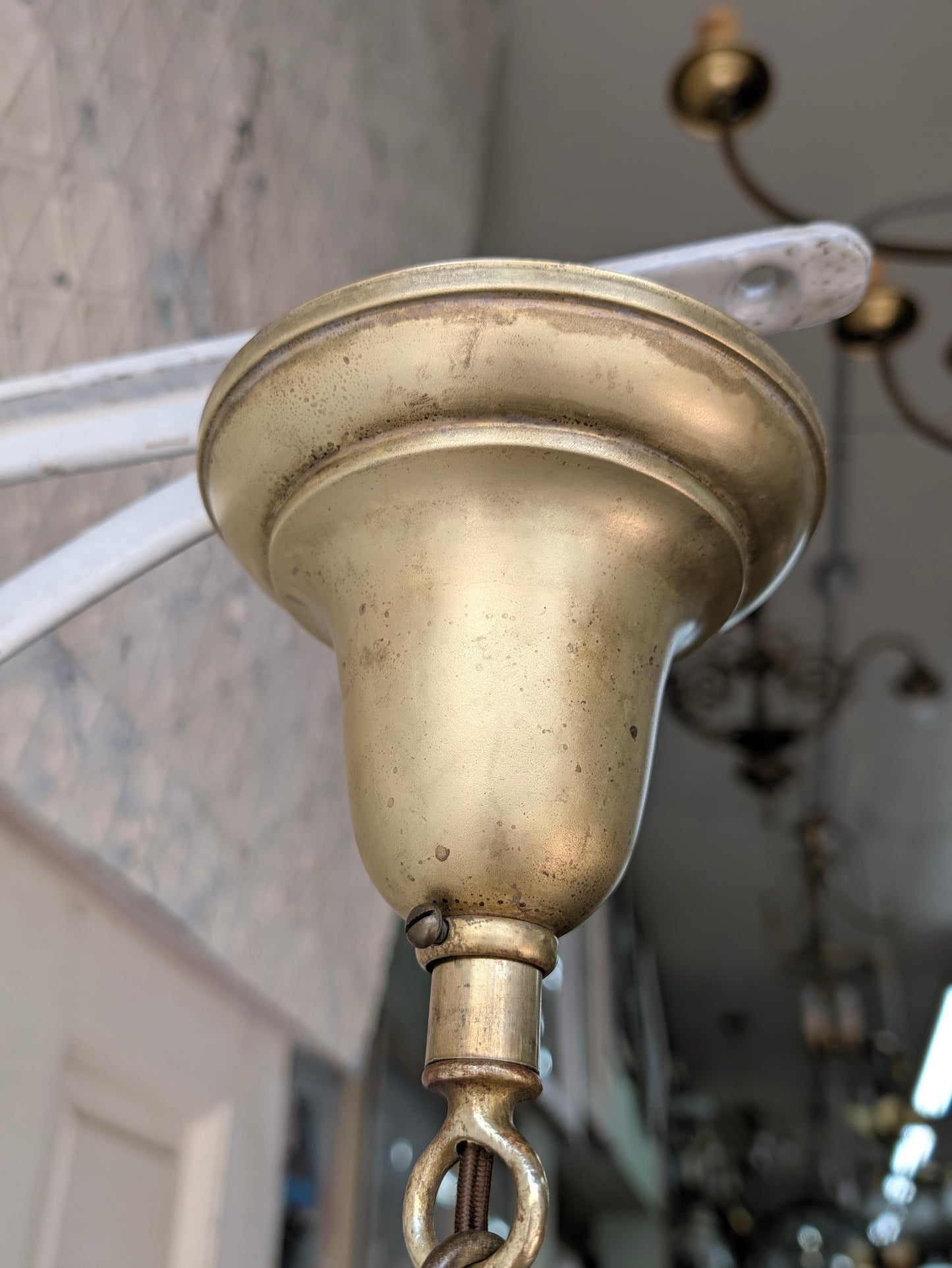 Vintage Cut Glass Egg Globe Pendant Light, Irridescent Glass Fixture