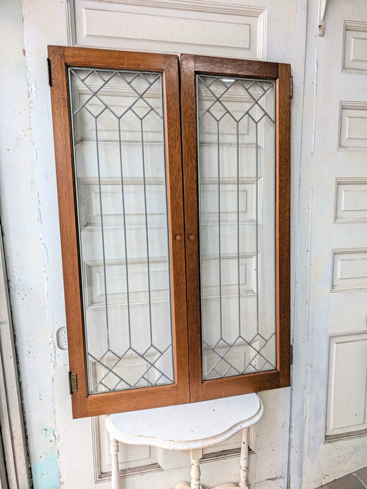 Leaded Glass Cabinet Doors, Victorian Era Built In Cabinet Doors