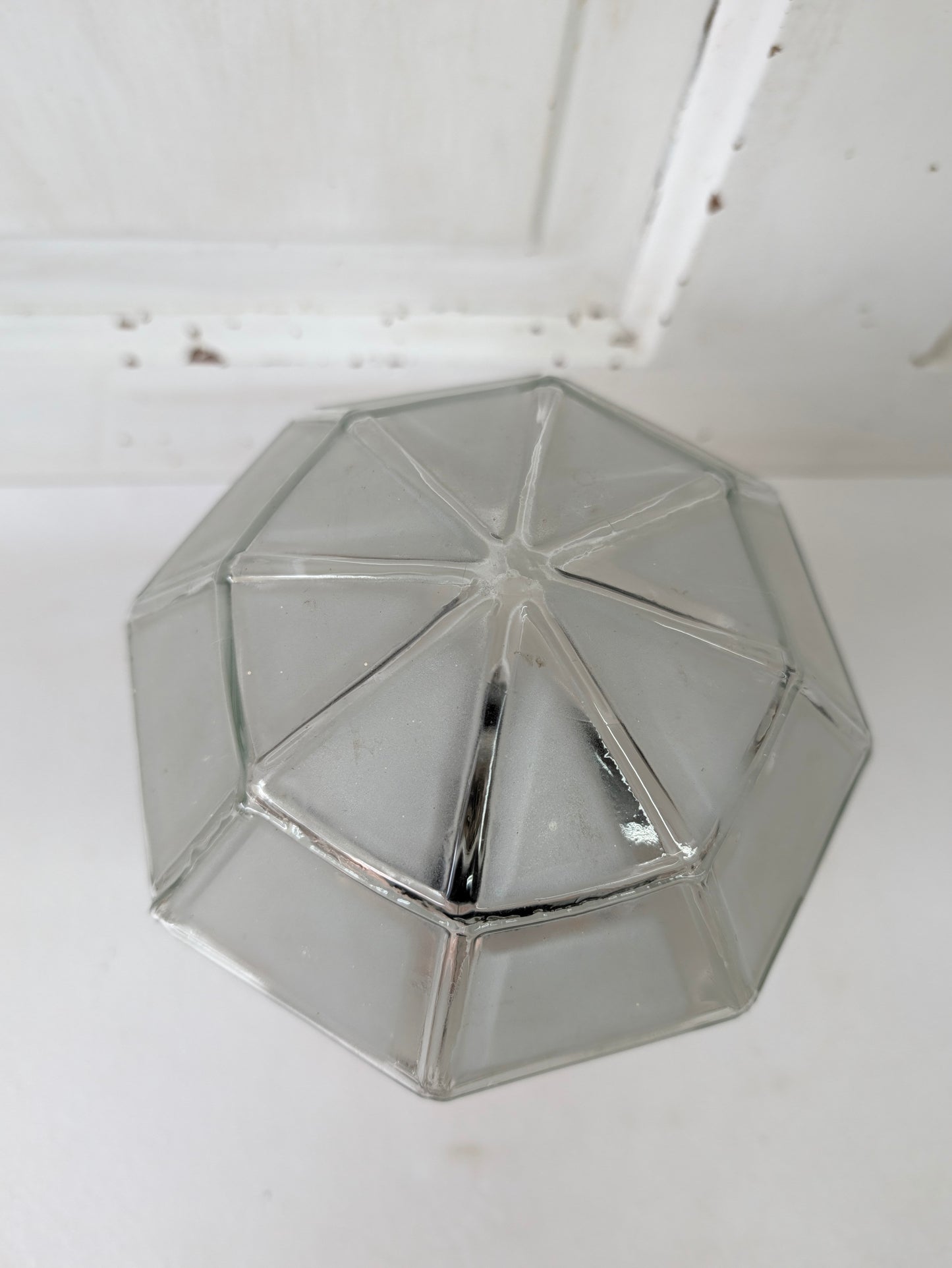 Small Vintage Frosted Glass Porch Light, Geometric Shade Exterior Light
