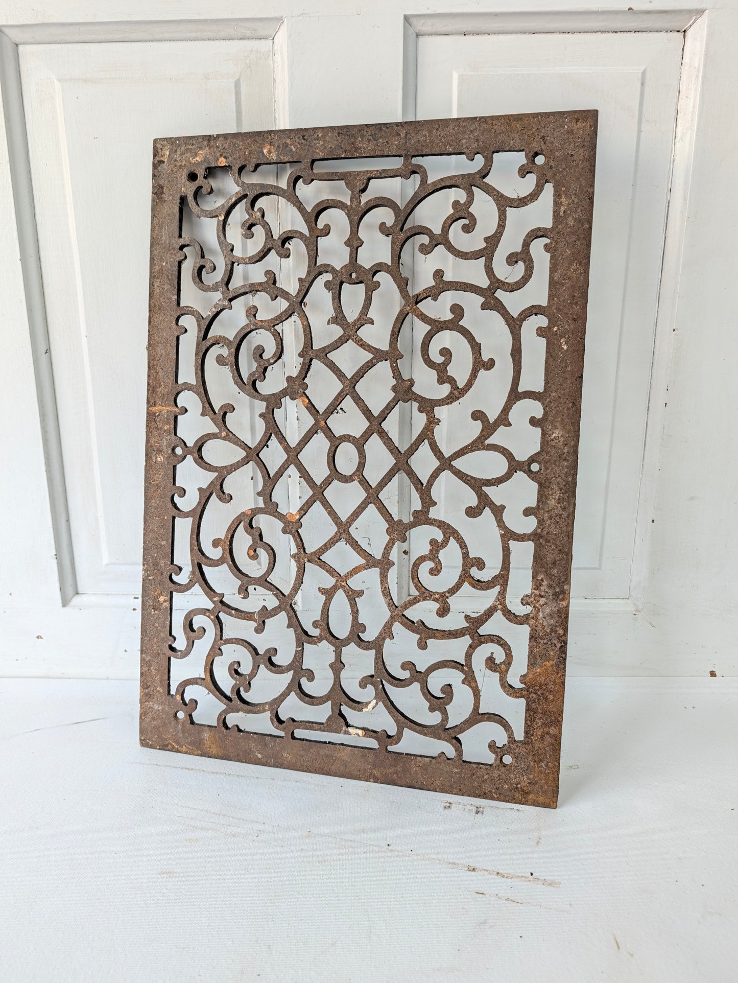 14 x 21 Antique Large Cast Iron Vent Cover with Ornate Design