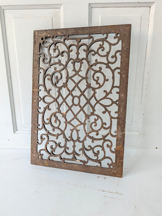 14 x 21 Antique Large Cast Iron Vent Cover with Ornate Design