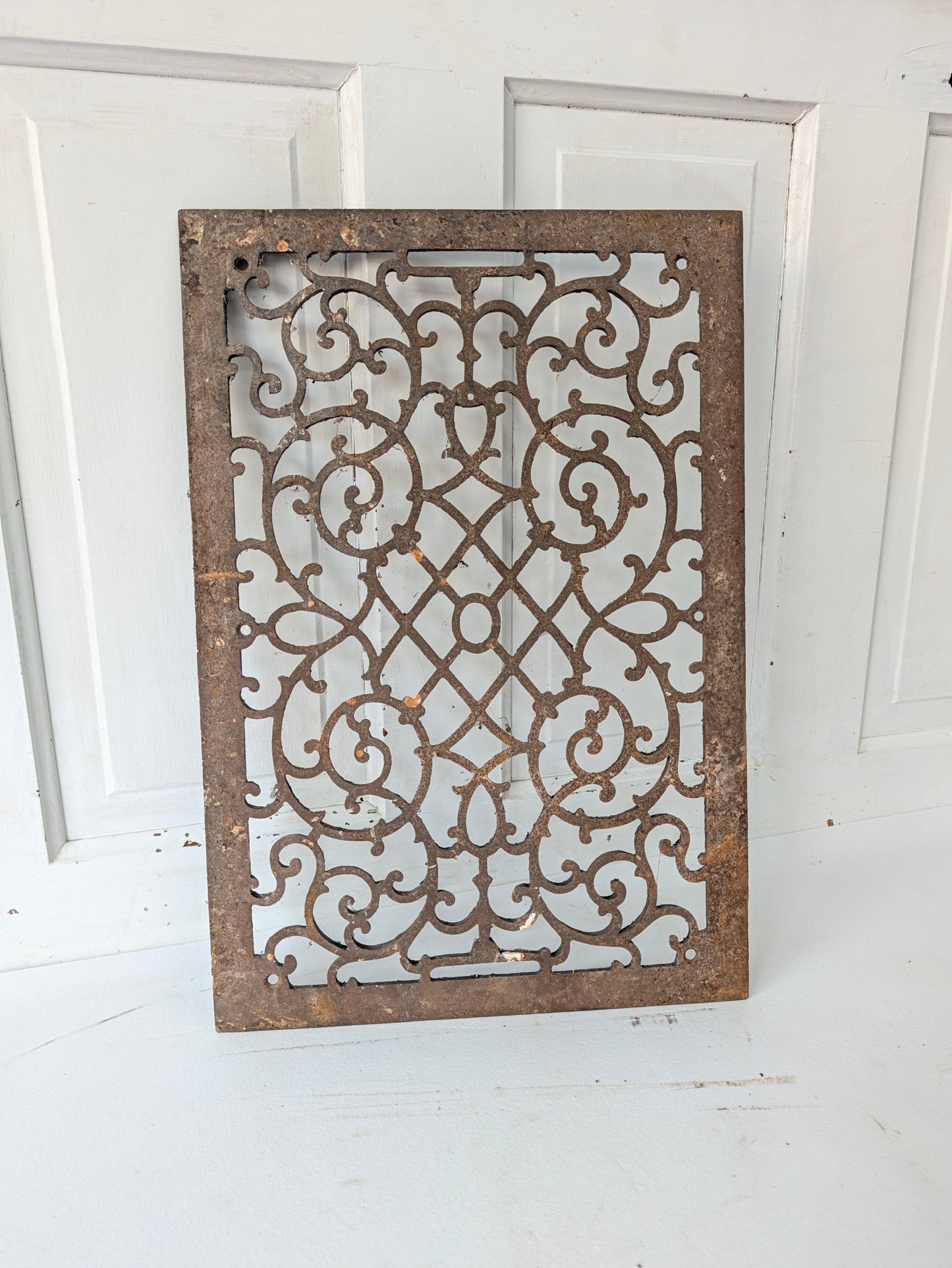 14 x 21 Antique Large Cast Iron Vent Cover with Ornate Design