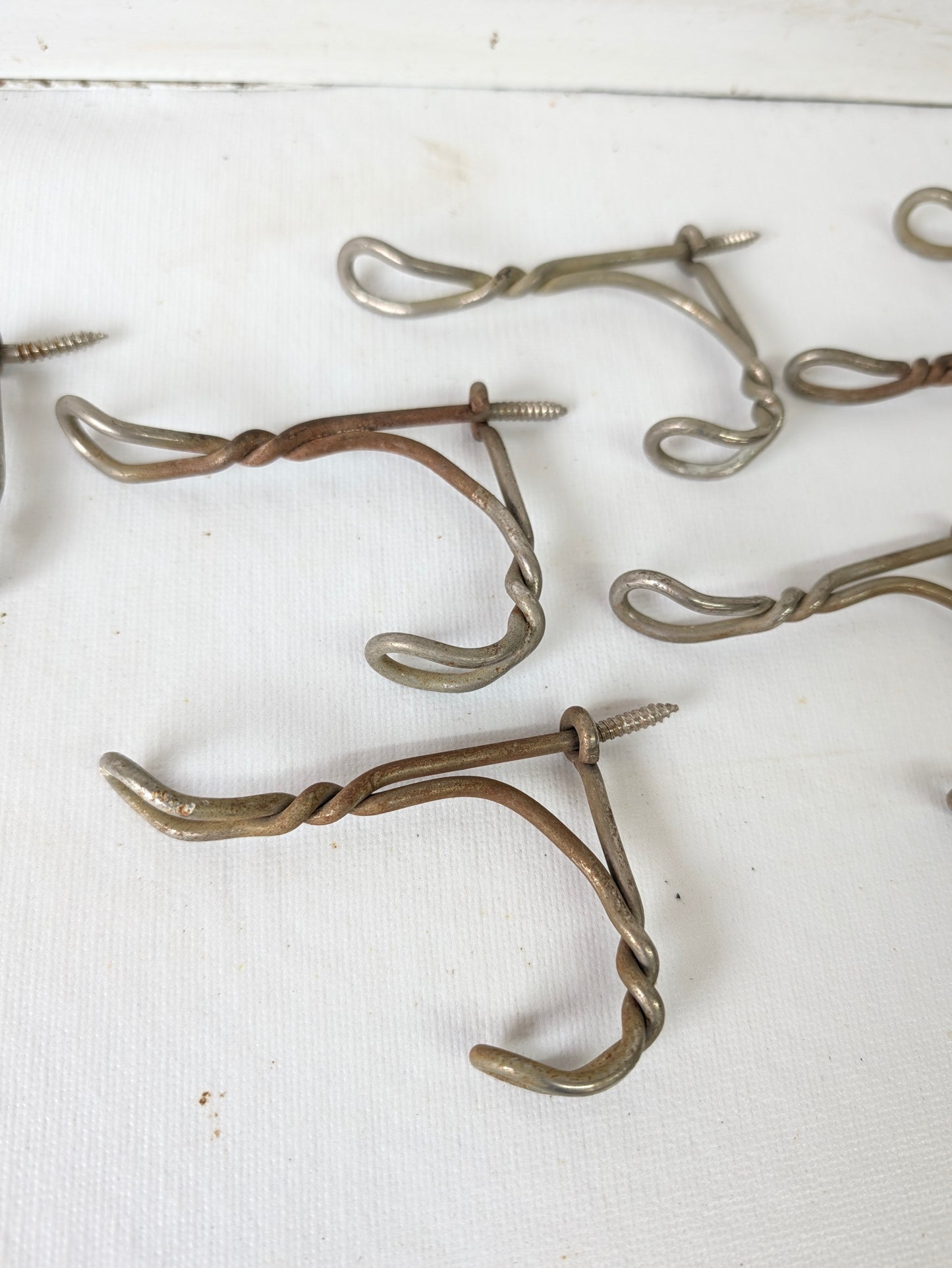 Seven Vintage Wire Closet Hooks, Coat Hook Hardware