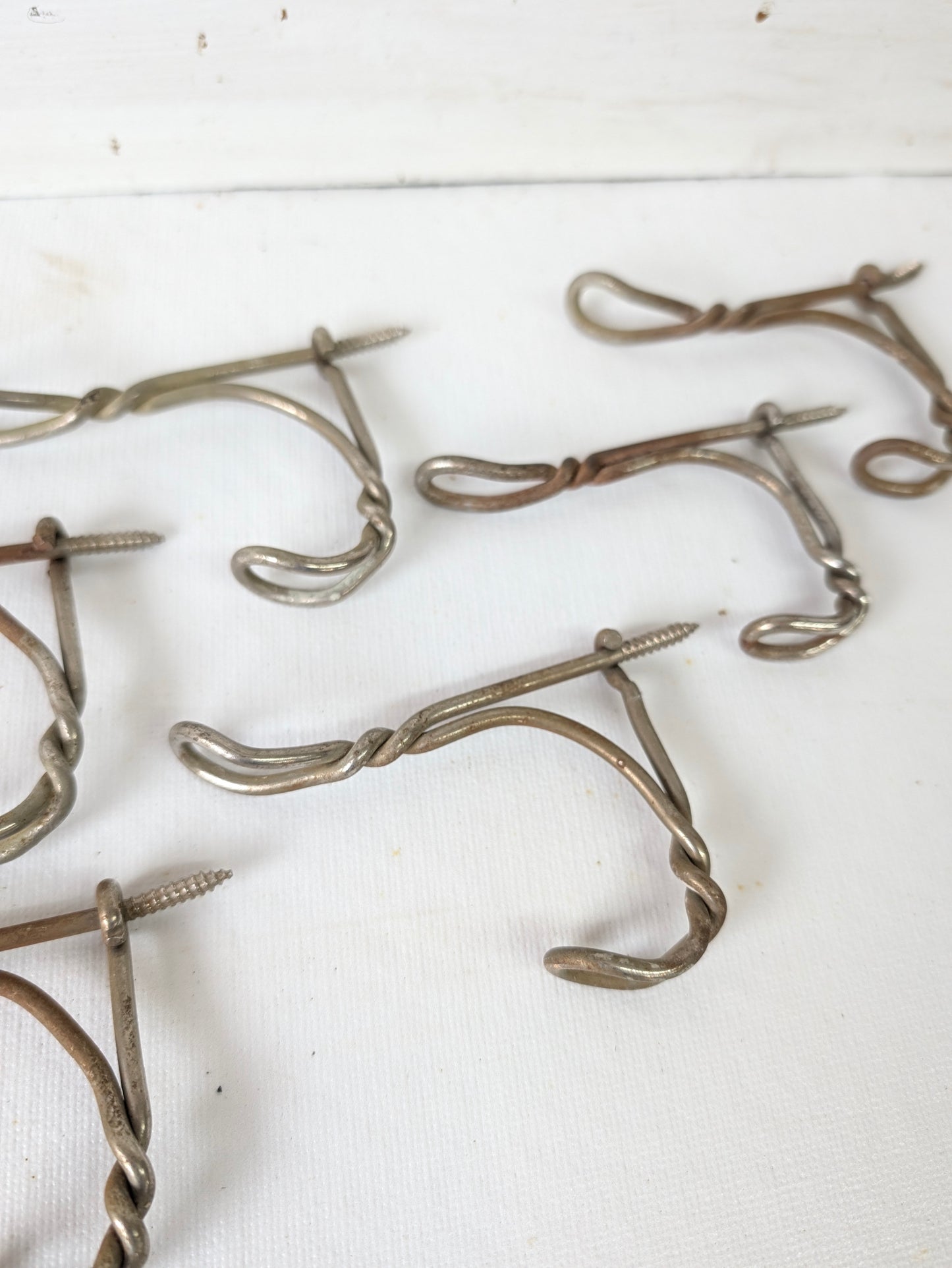 Seven Vintage Wire Closet Hooks, Coat Hook Hardware
