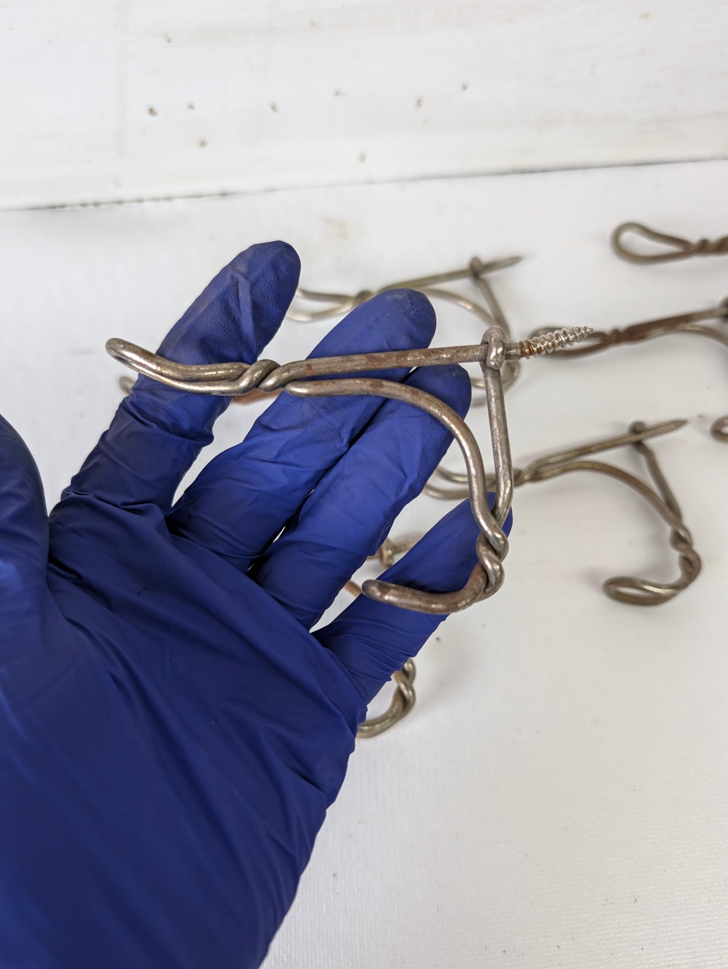 Seven Vintage Wire Closet Hooks, Coat Hook Hardware