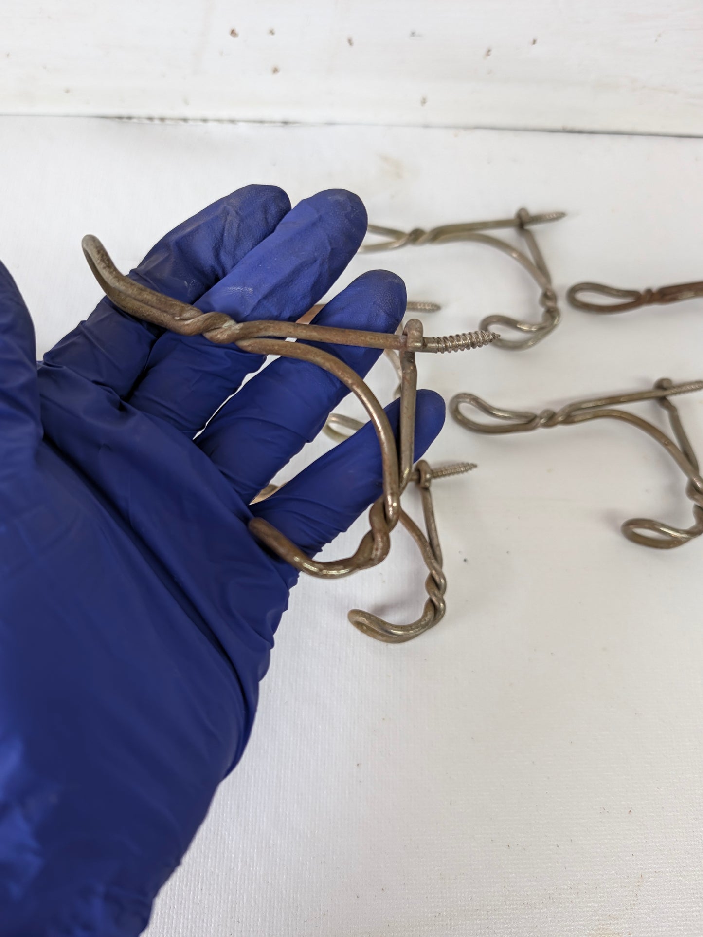 Seven Vintage Wire Closet Hooks, Coat Hook Hardware