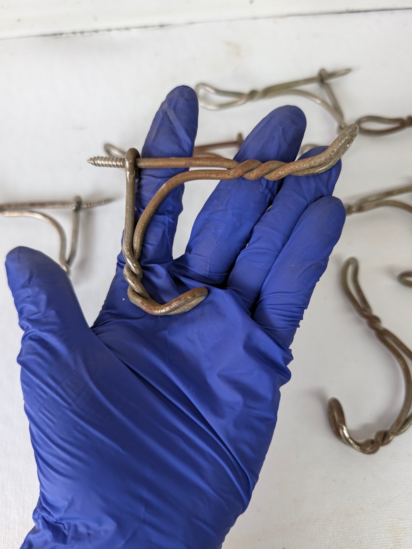 Seven Vintage Wire Closet Hooks, Coat Hook Hardware