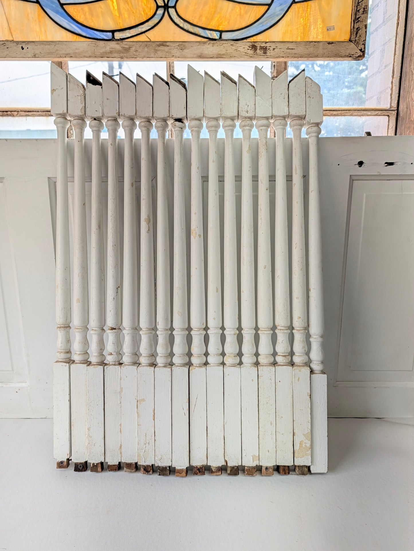 Set of 16 Antique Spindles, 16 Old Wood Stair Balusters