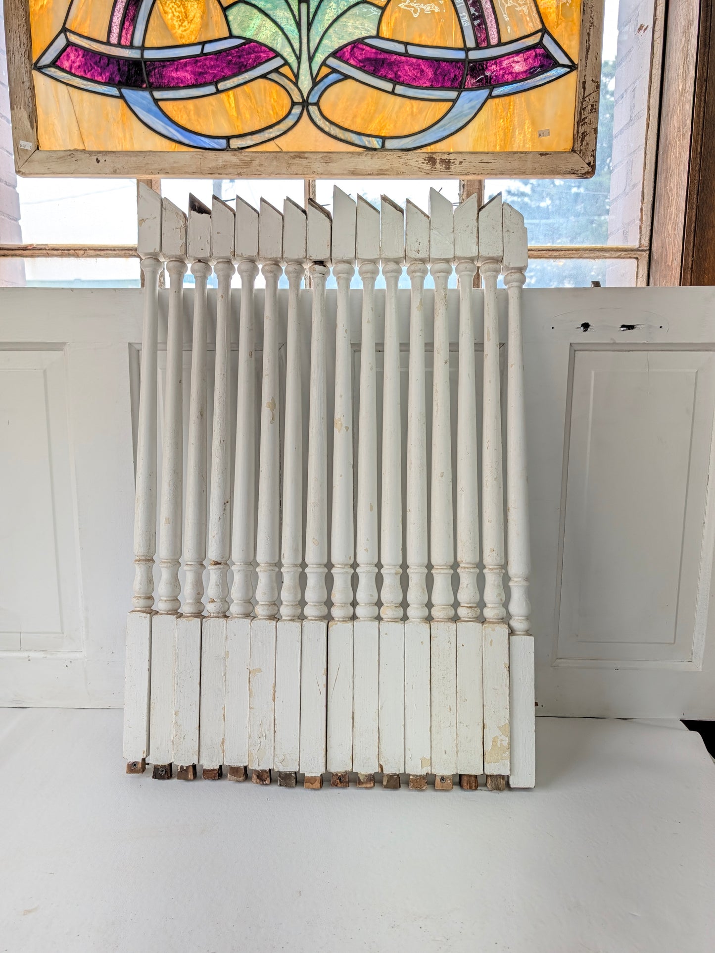 Set of 16 Antique Spindles, 16 Old Wood Stair Balusters