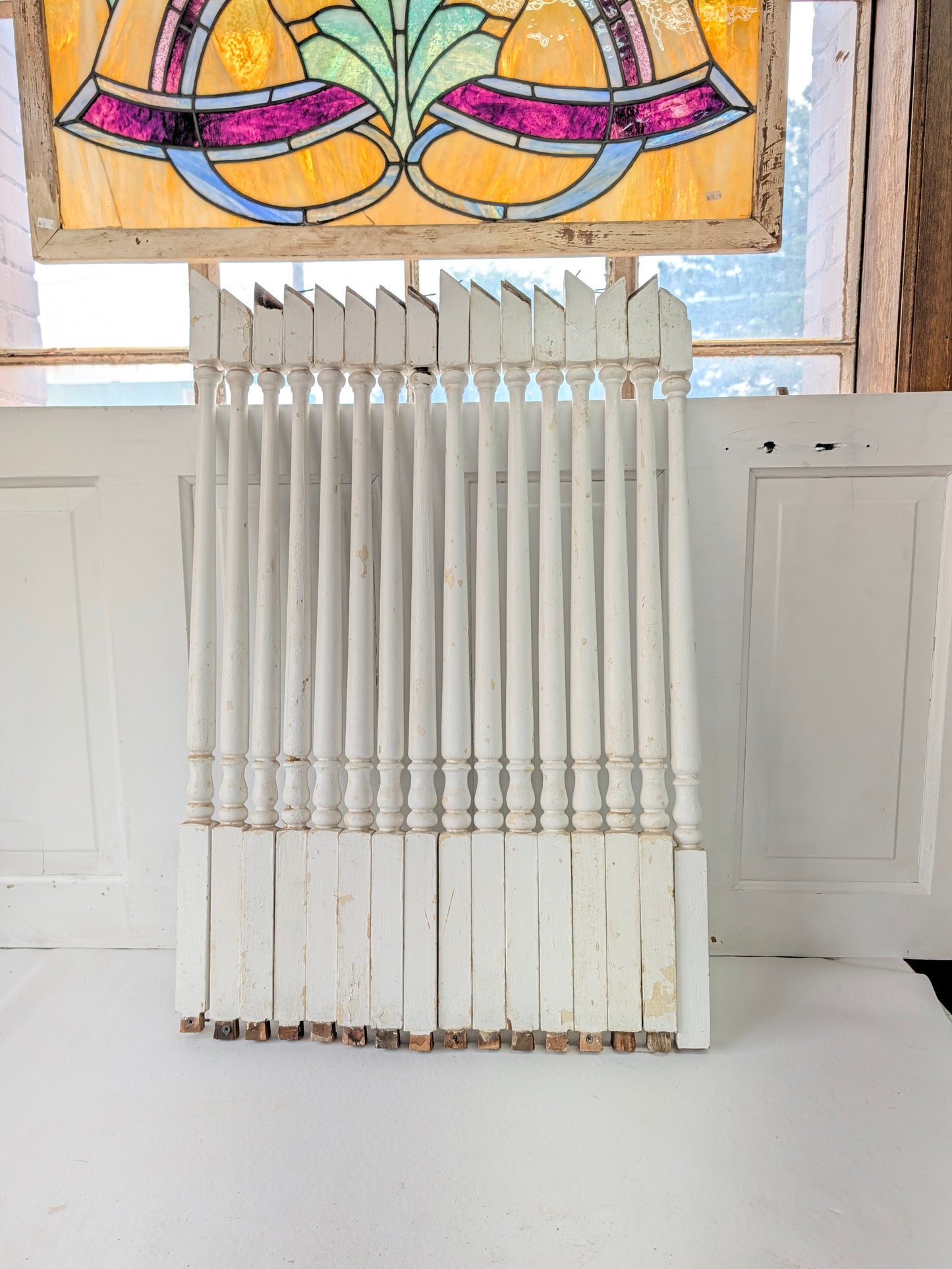 Set of 16 Antique Spindles, 16 Old Wood Stair Balusters