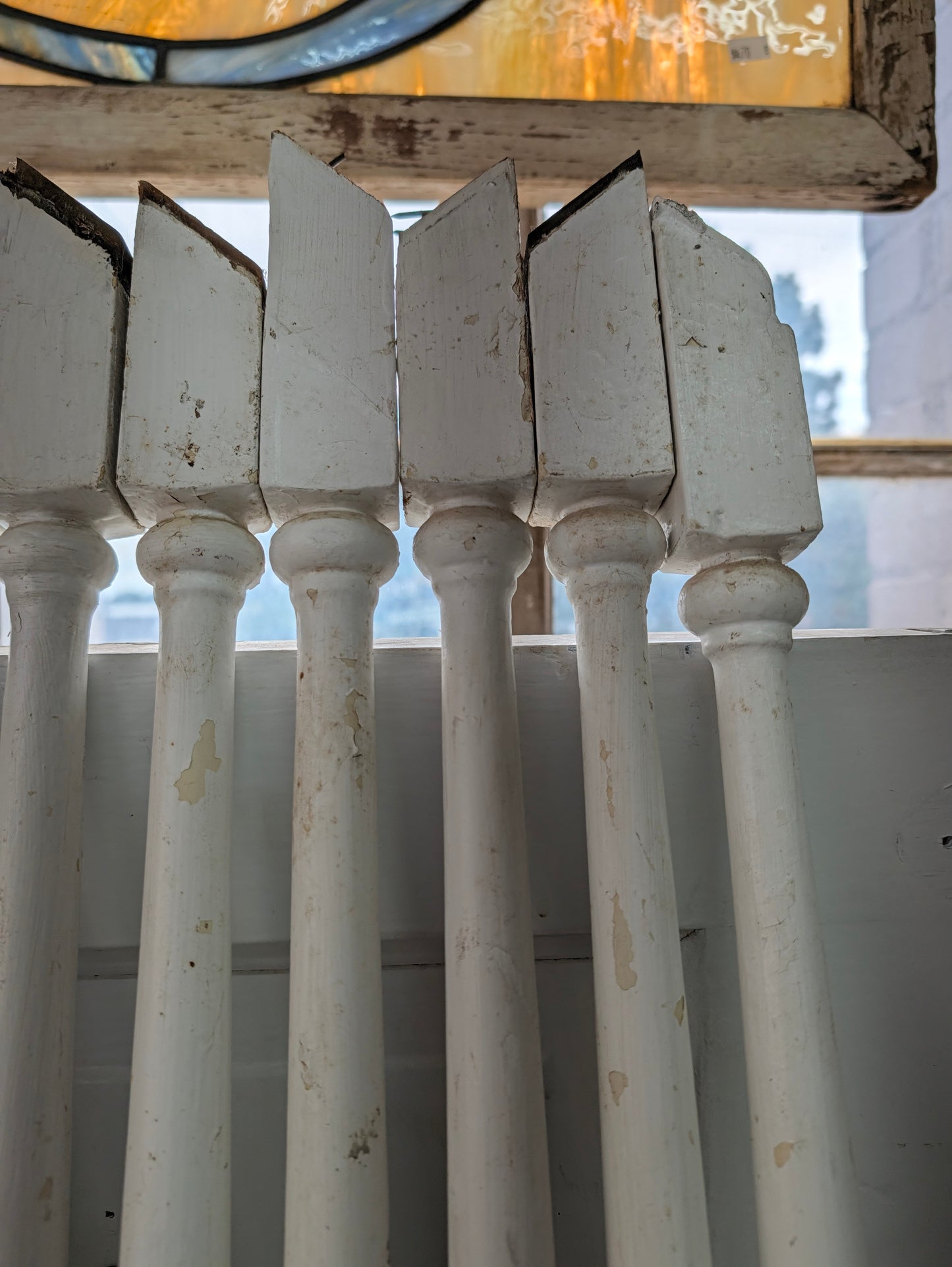 Set of 16 Antique Spindles, 16 Old Wood Stair Balusters