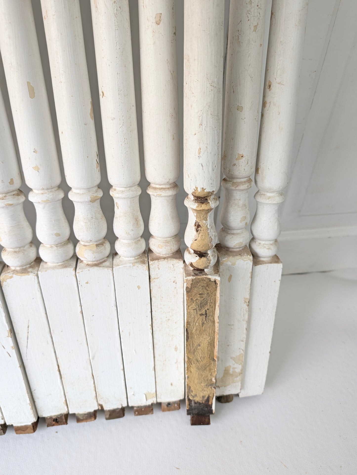 Set of 16 Antique Spindles, 16 Old Wood Stair Balusters