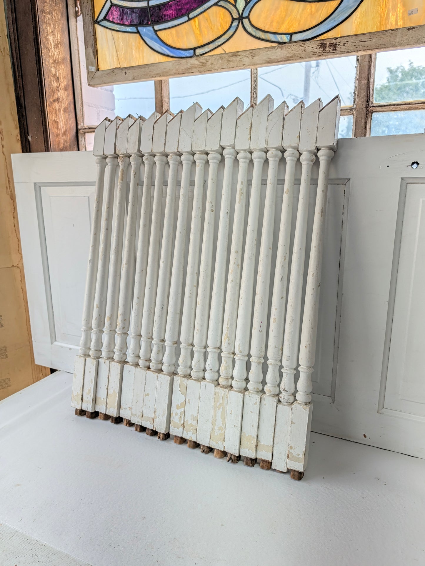 Set of 17 Antique Spindles, 17 Old Turned Wood Stair Balusters