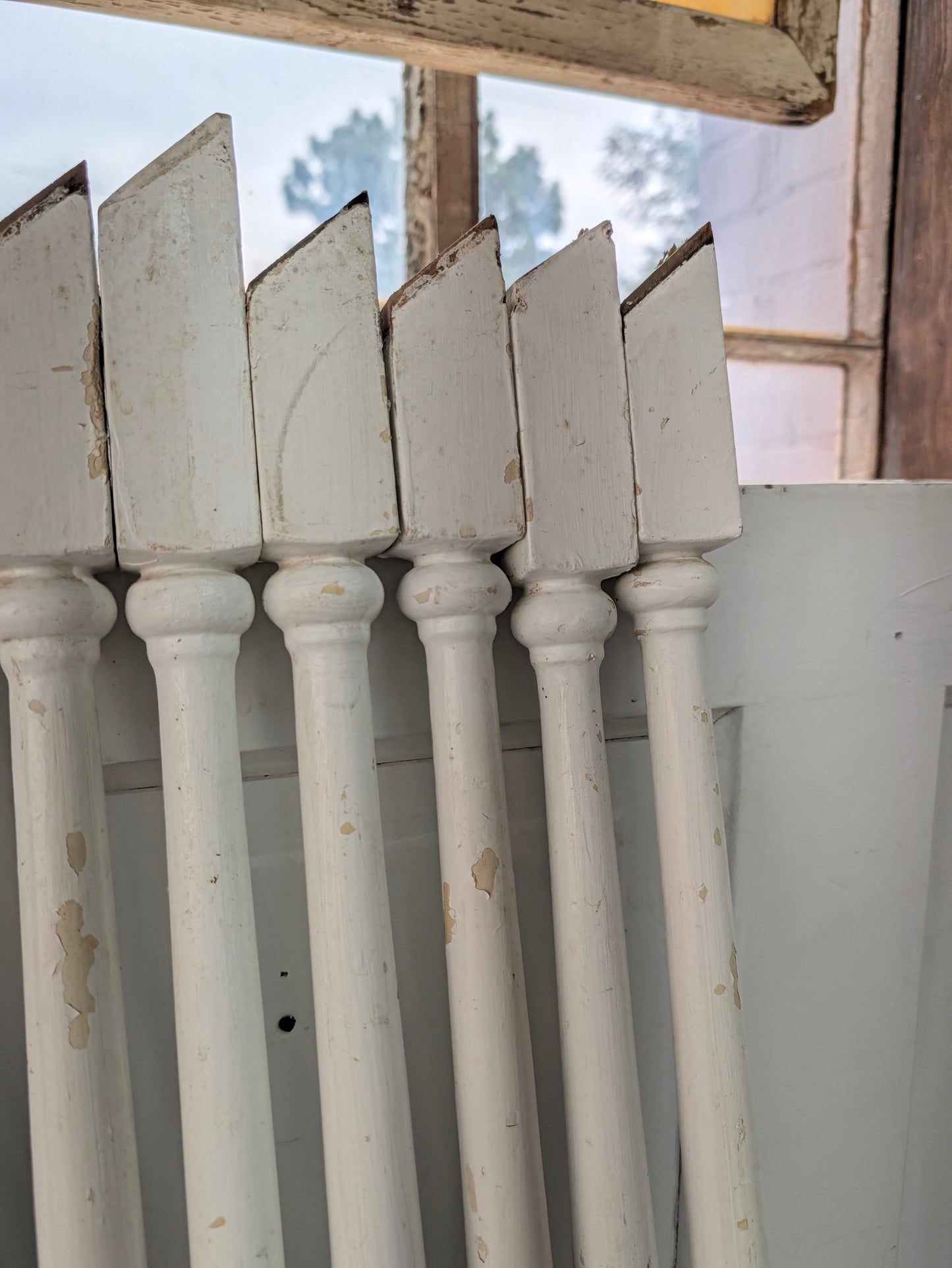 Set of 17 Antique Spindles, 17 Old Turned Wood Stair Balusters