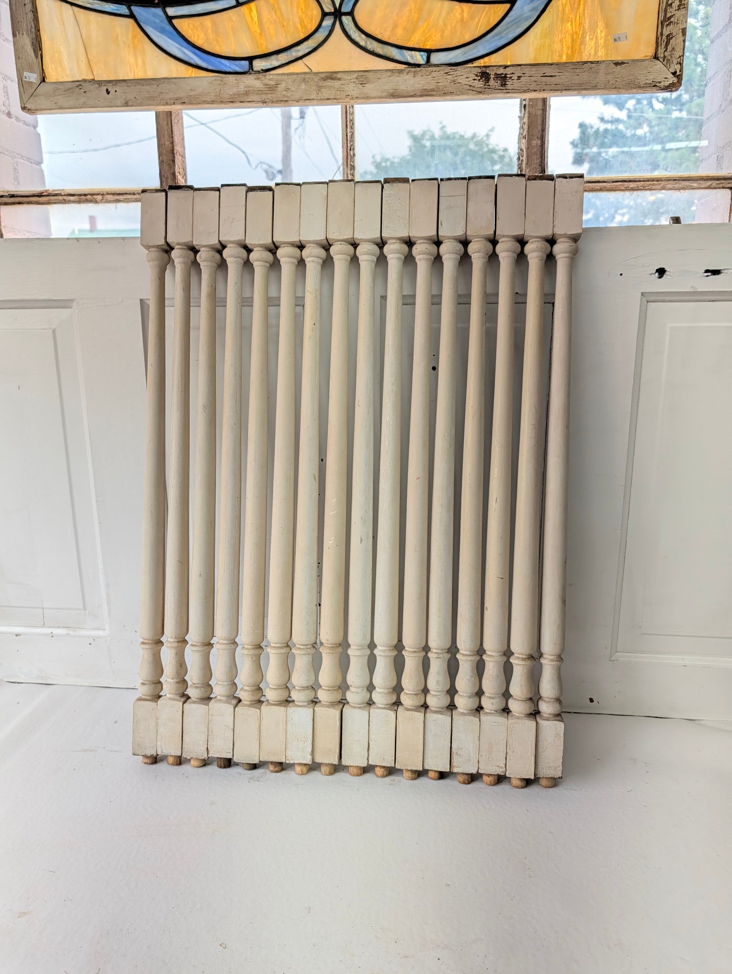 Set of 28 Antique Spindles, 28 Old Turned Wood Stair Balusters