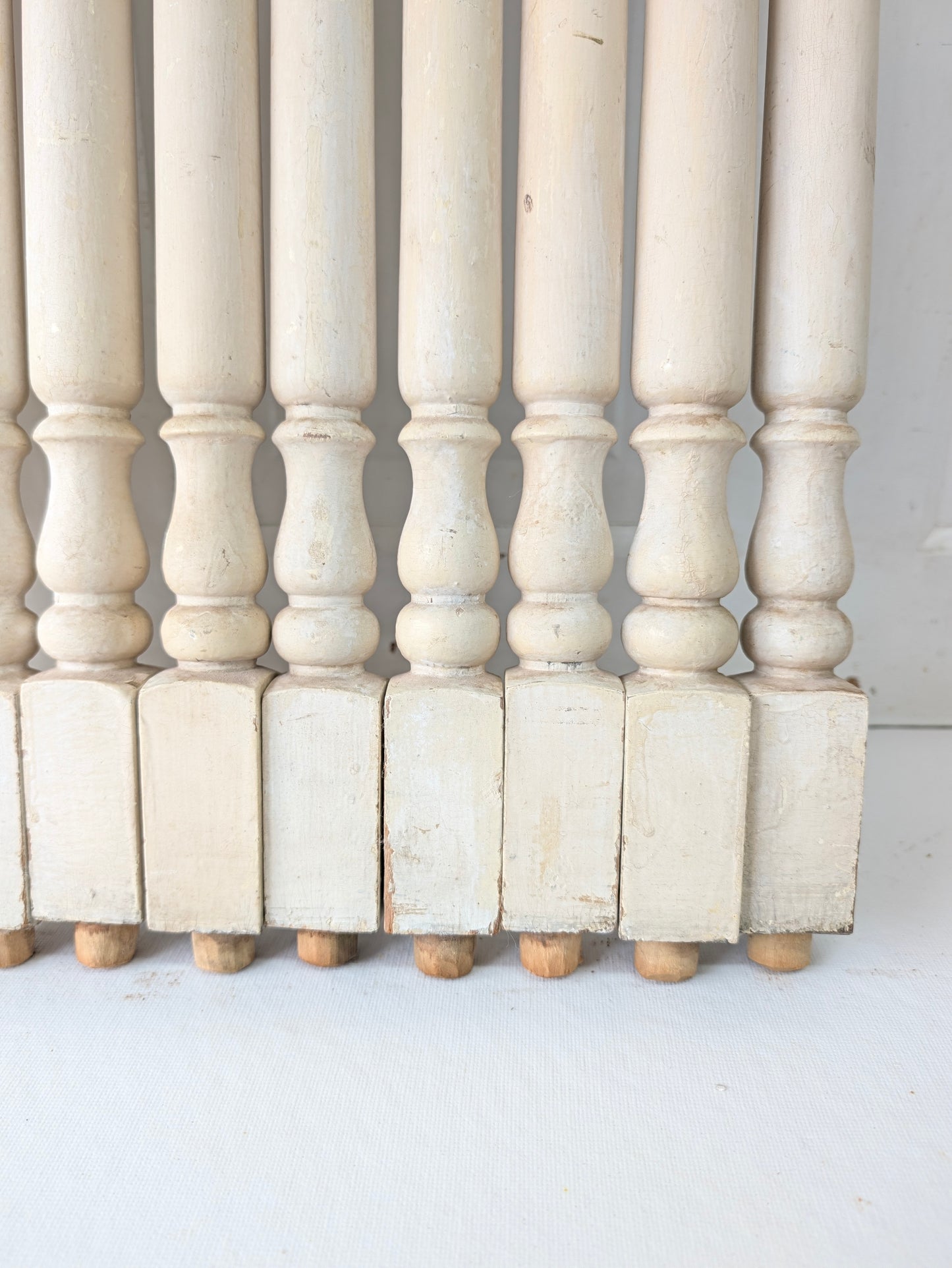 Set of 28 Antique Spindles, 28 Old Turned Wood Stair Balusters