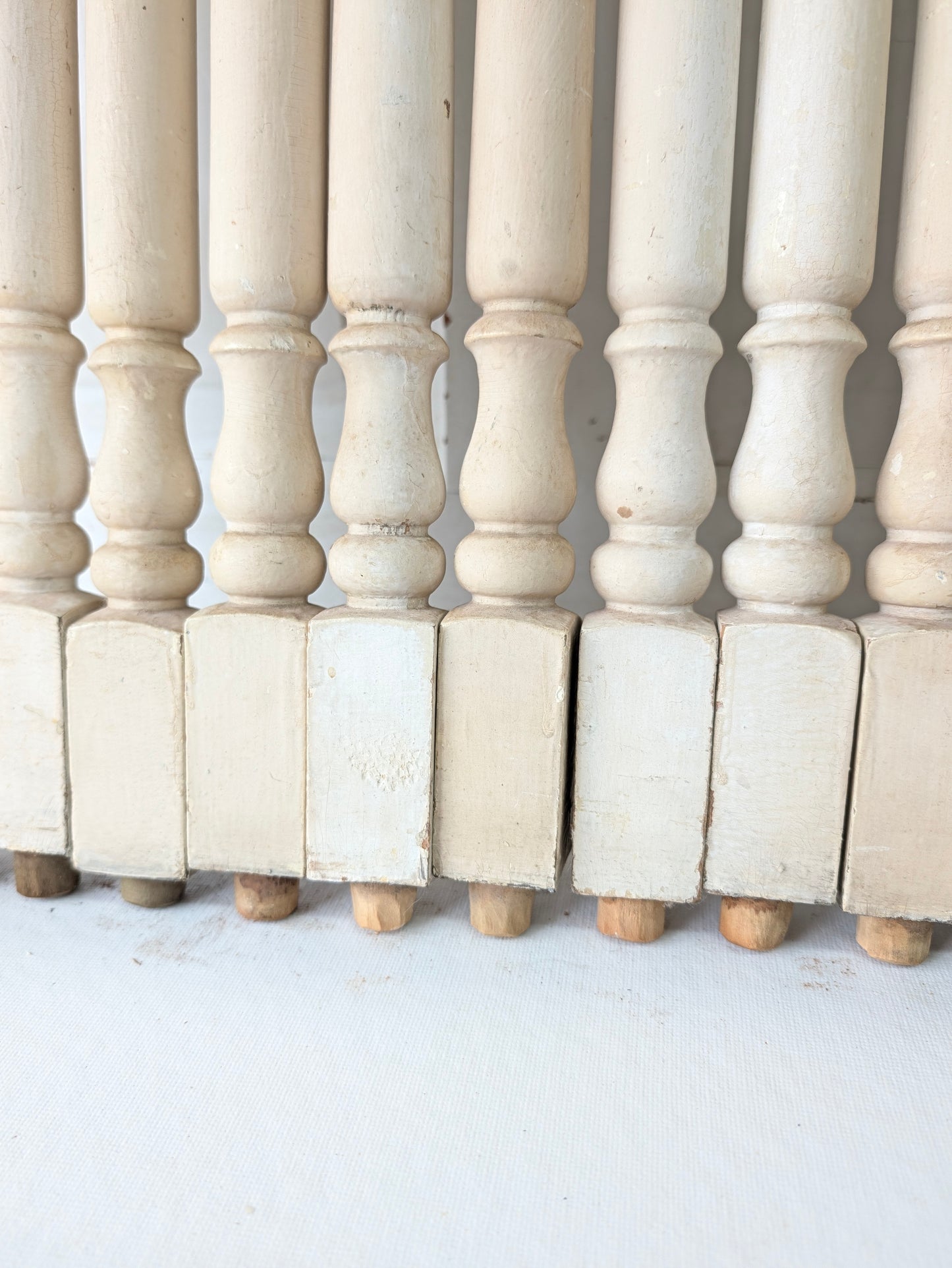 Set of 28 Antique Spindles, 28 Old Turned Wood Stair Balusters