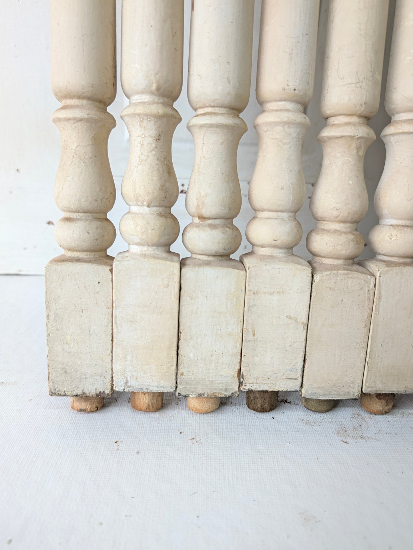 Set of 28 Antique Spindles, 28 Old Turned Wood Stair Balusters