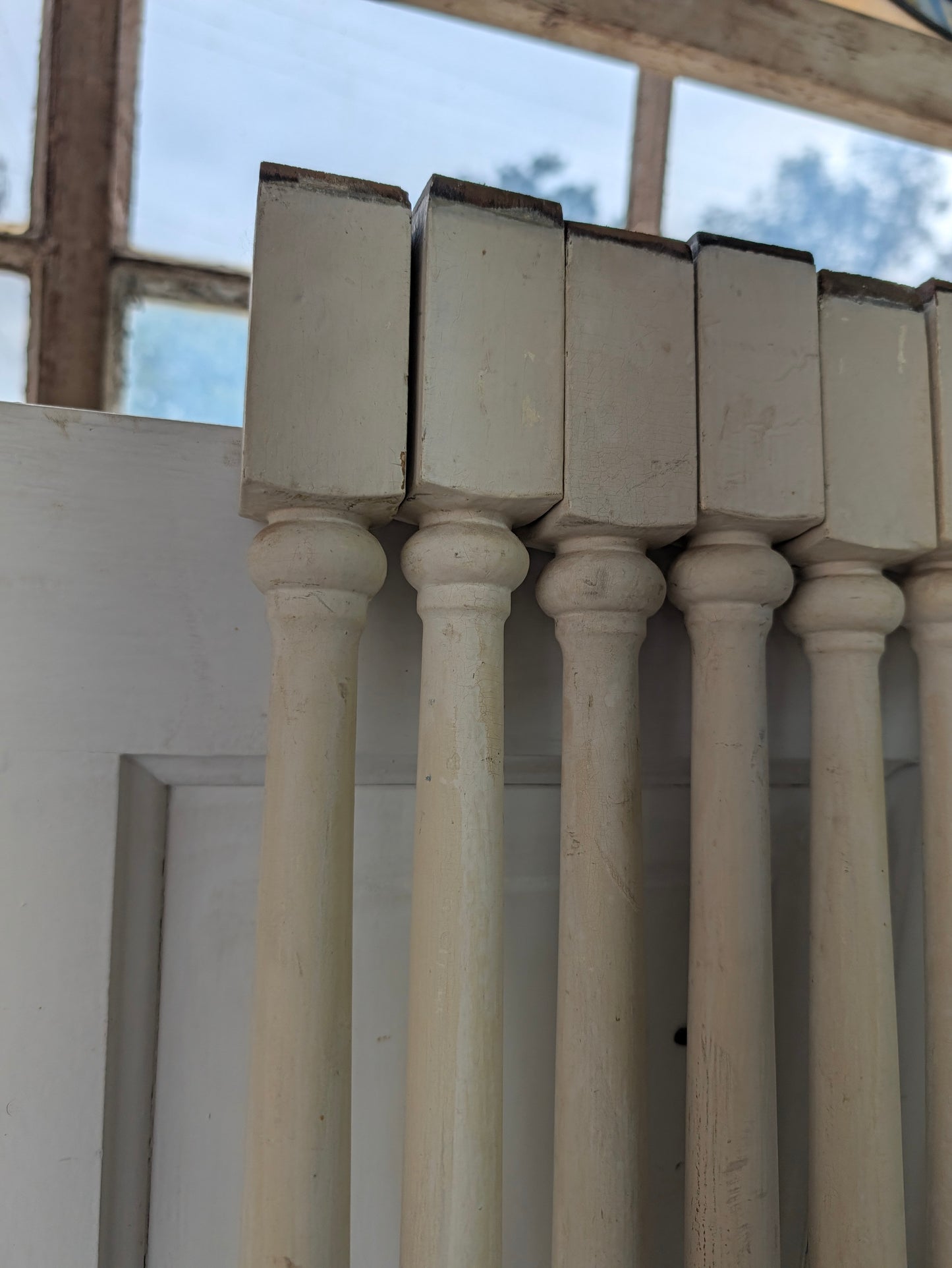 Set of 28 Antique Spindles, 28 Old Turned Wood Stair Balusters