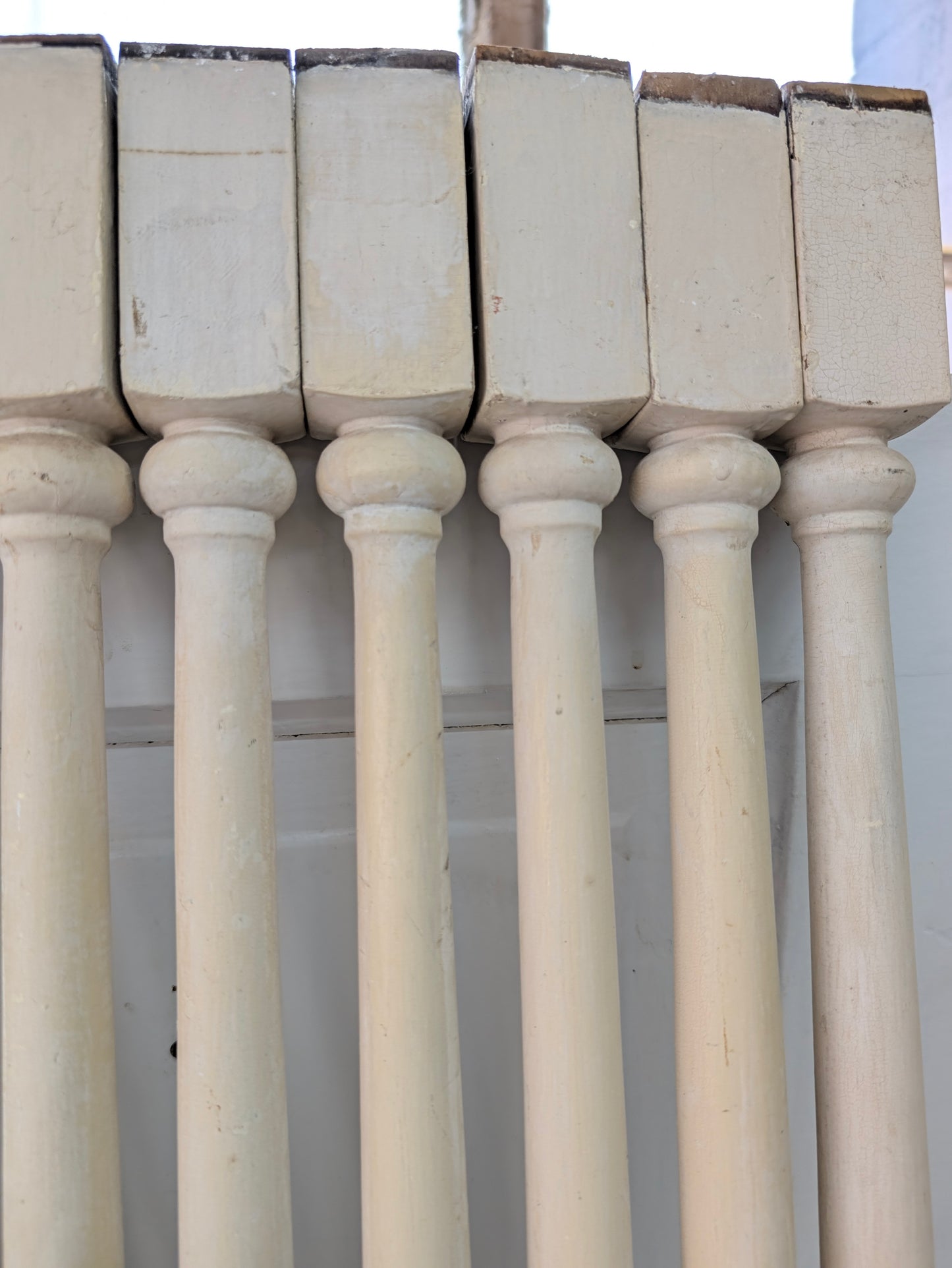 Set of 28 Antique Spindles, 28 Old Turned Wood Stair Balusters